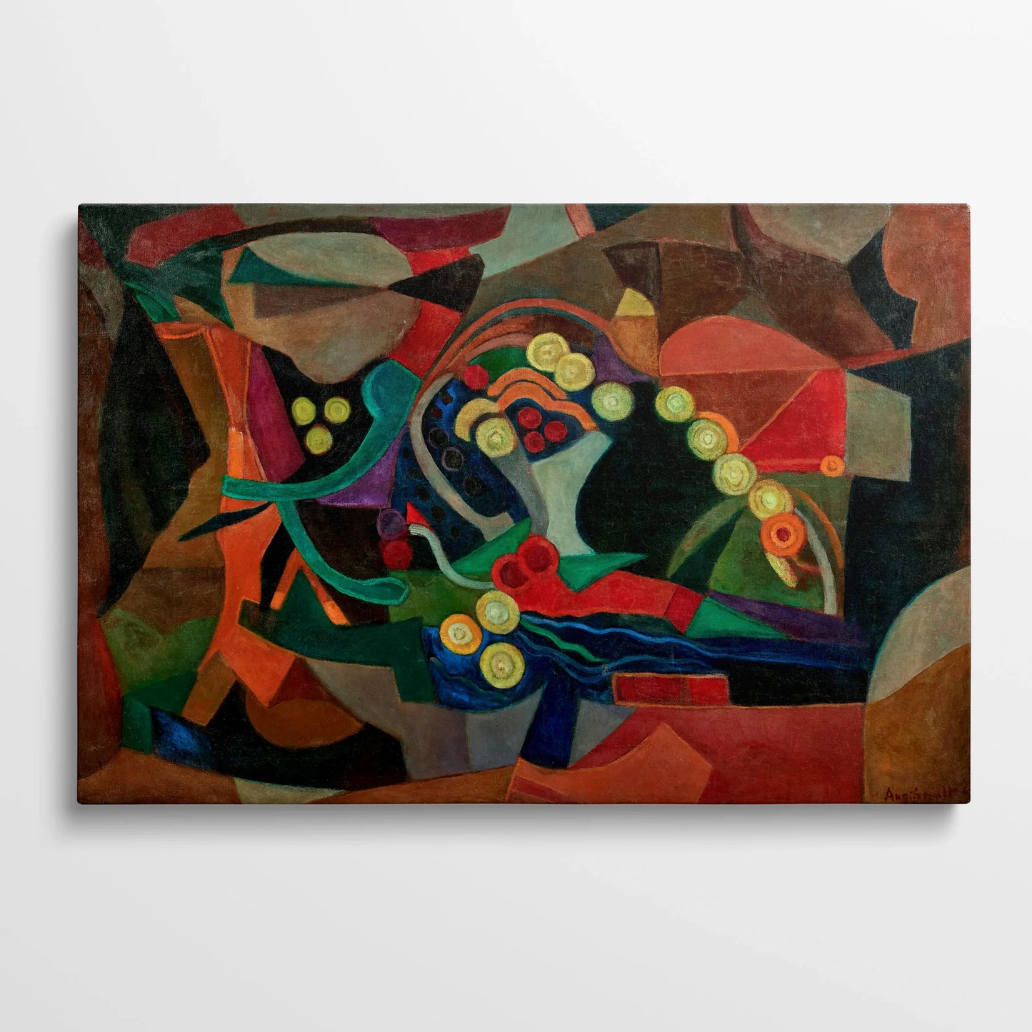 Tablou Abstract - Compoziție Colorată și Dinamică - vedere din fata