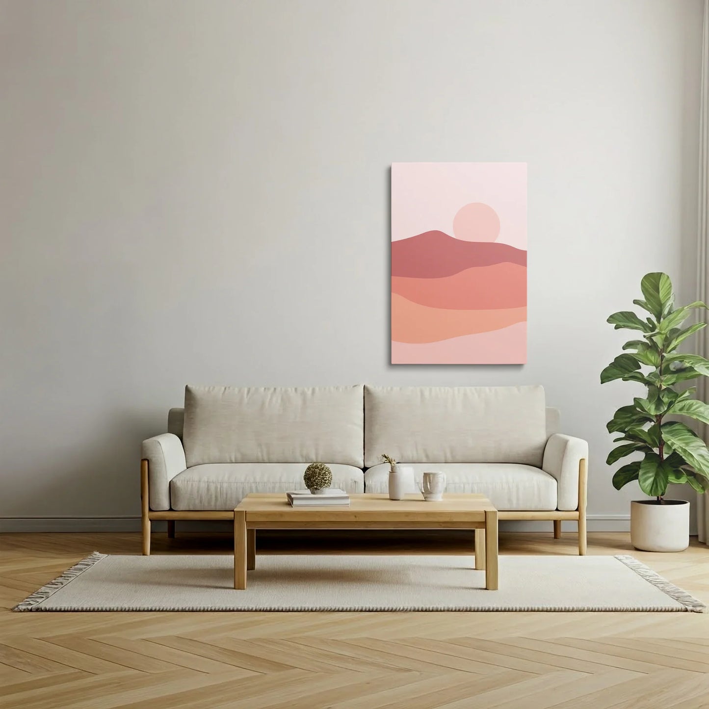 Tablou Abstract - Peisaj Minimalist cu Soare