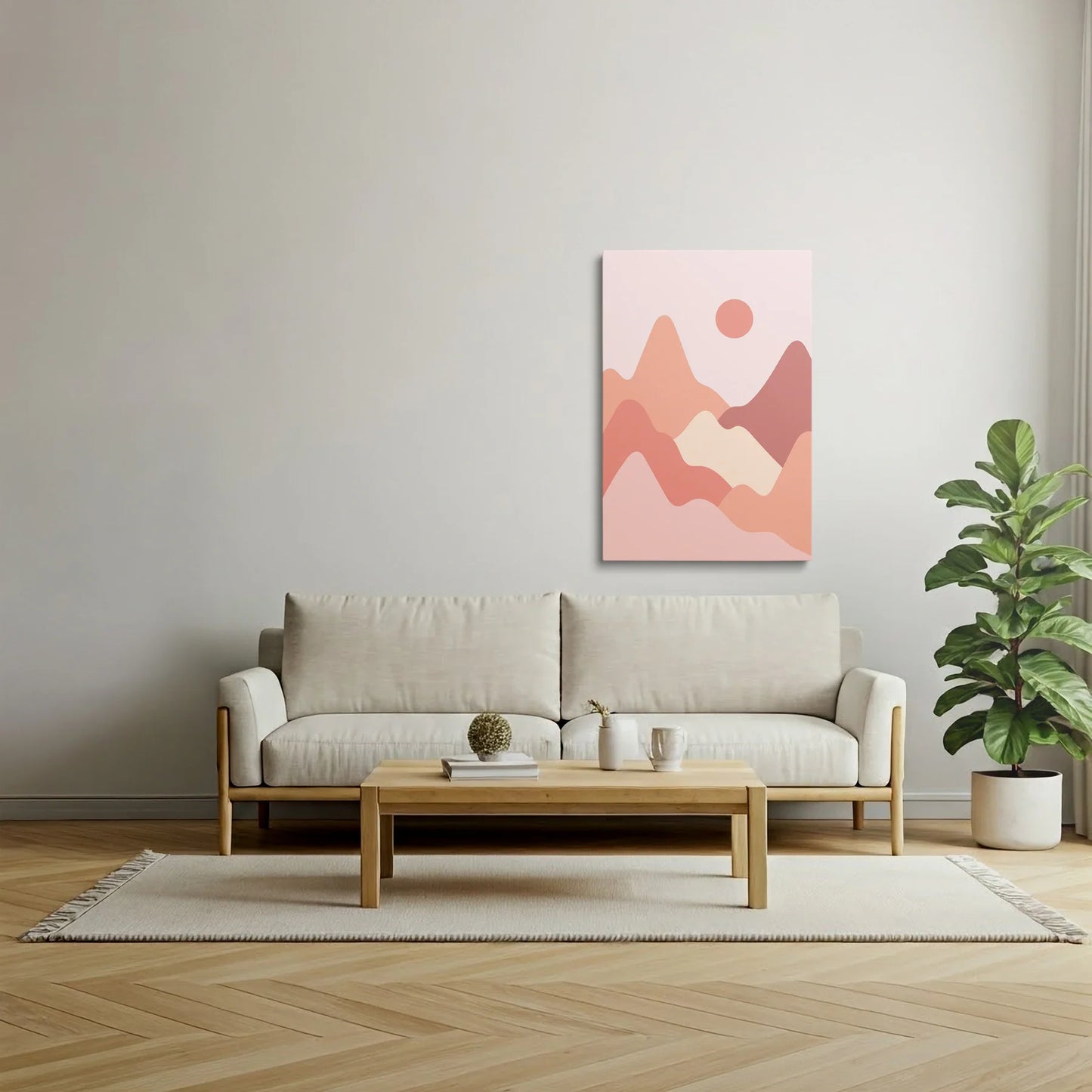Tablou Abstract - Peisaje Minimaliste în Nuanțe Călduroase - vedere living