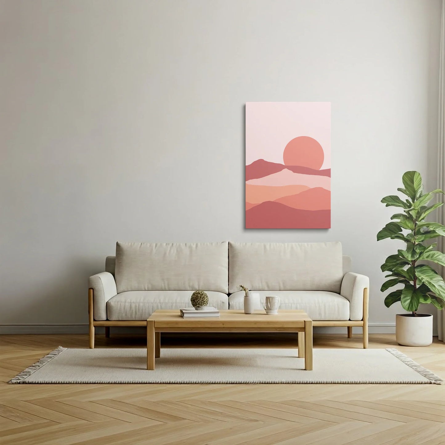 Tablou Abstract - Peisaj Minimalist cu Soare La Apus