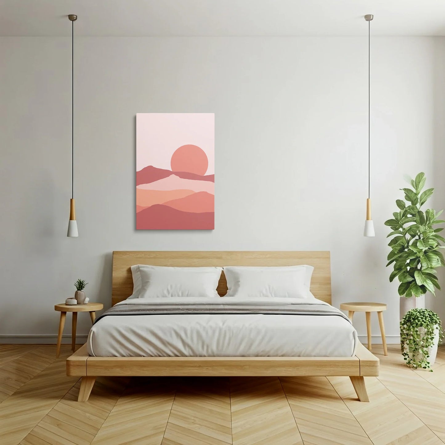 Tablou Abstract - Peisaj Minimalist cu Soare La Apus