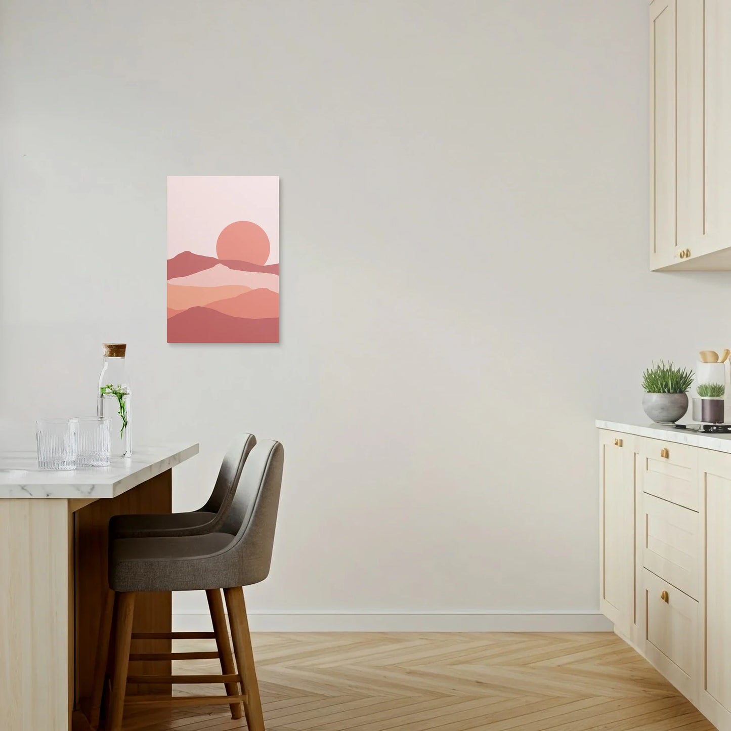 Tablou Abstract - Peisaj Minimalist cu Soare La Apus