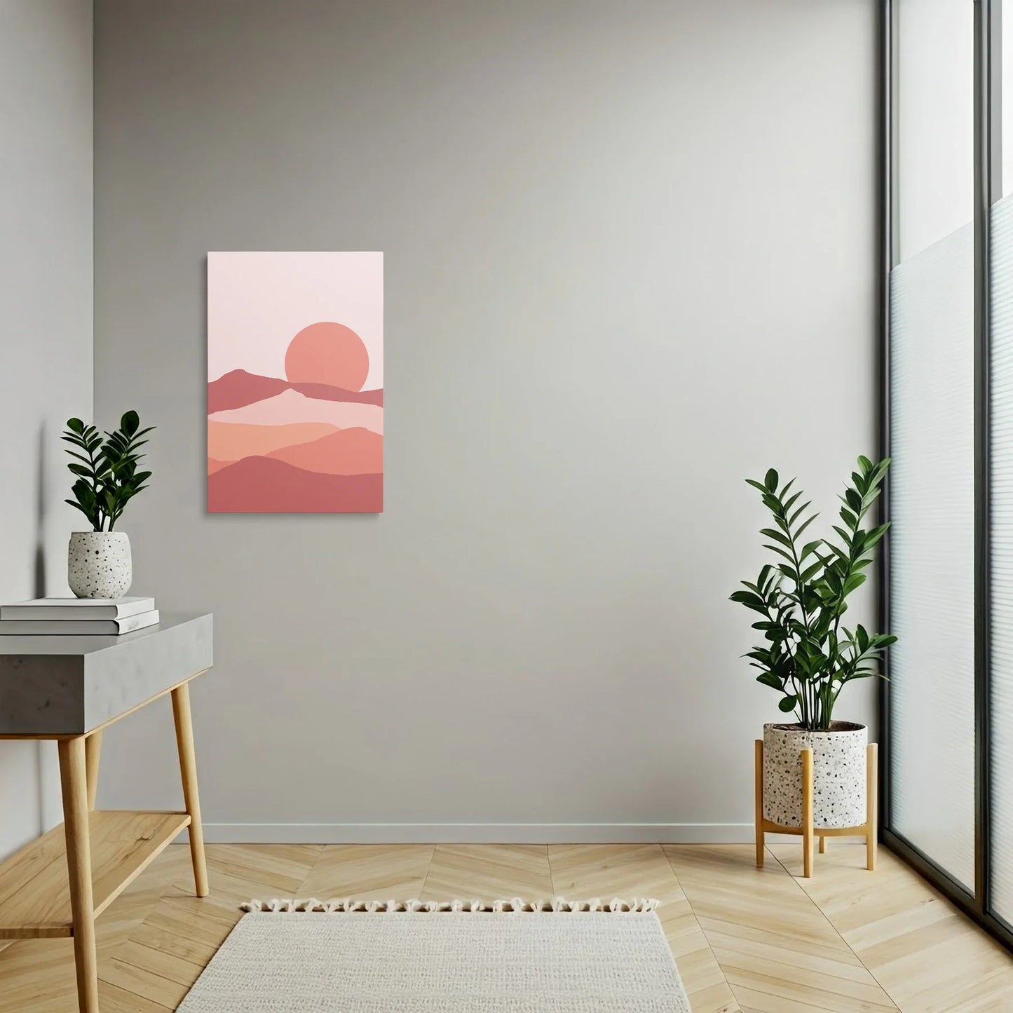 Tablou Abstract - Peisaj Minimalist cu Soare La Apus
