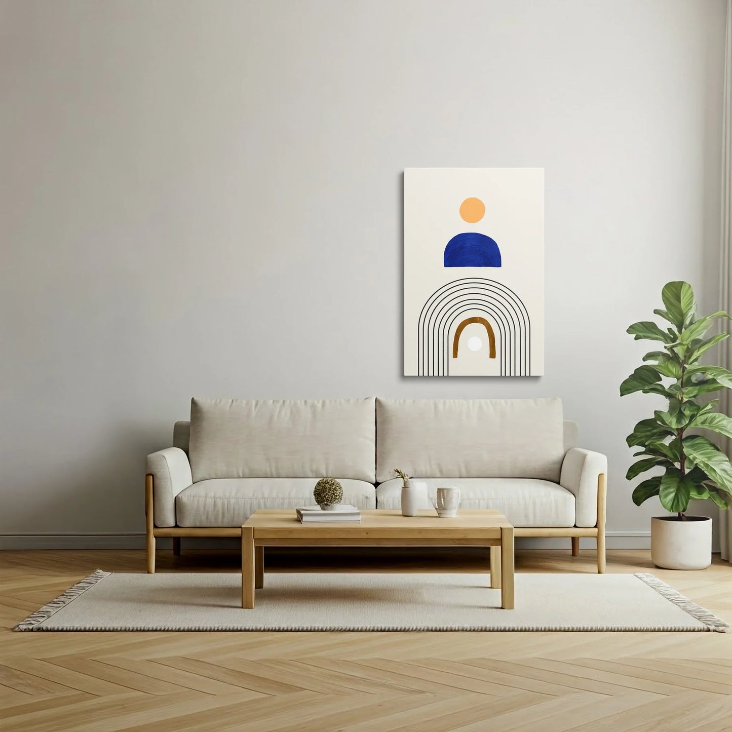 Tablou Abstract - Forme Geometrice Colorate - vedere living