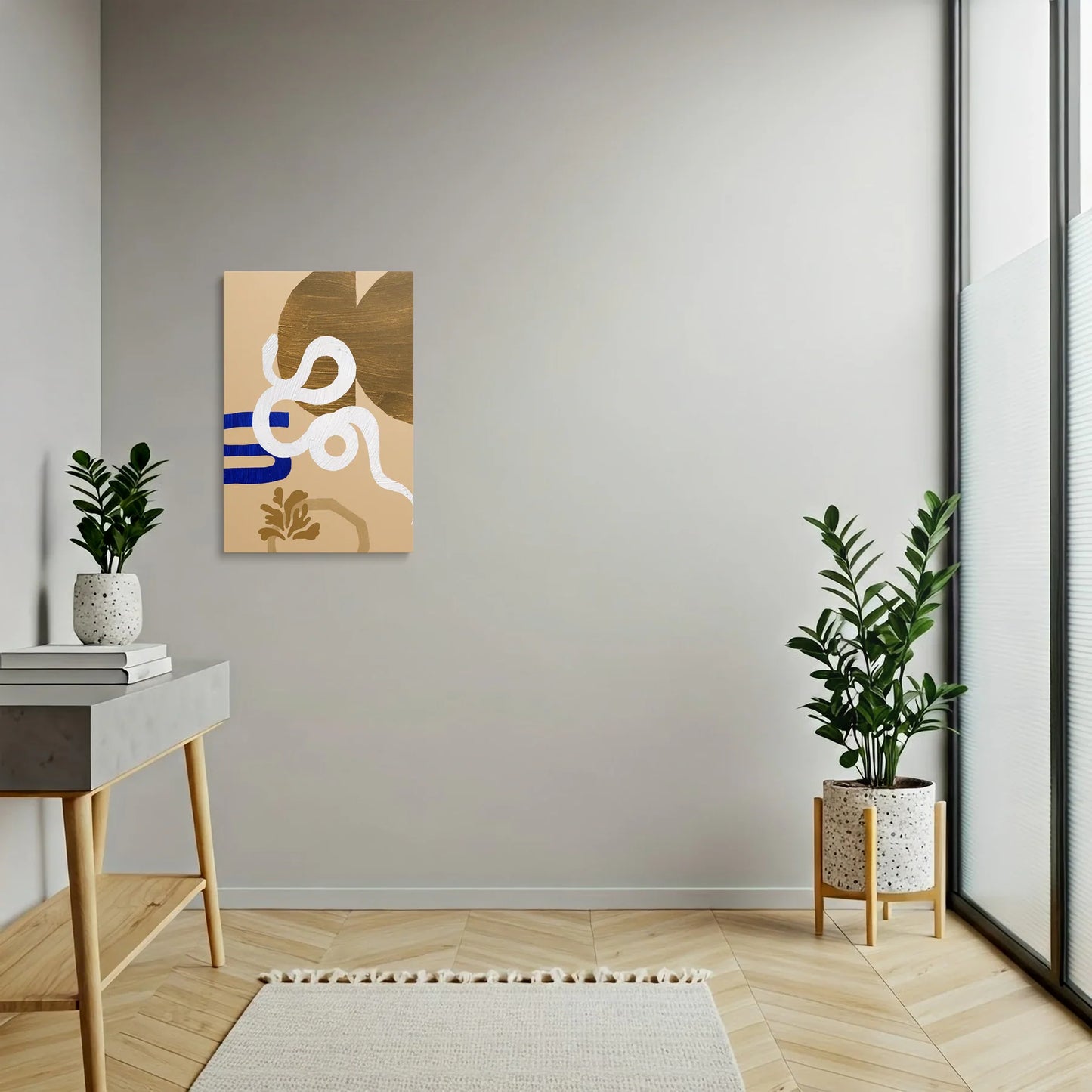 Tablou Abstract - Compoziție Minimalistă cu Forme Vii - vedere hol