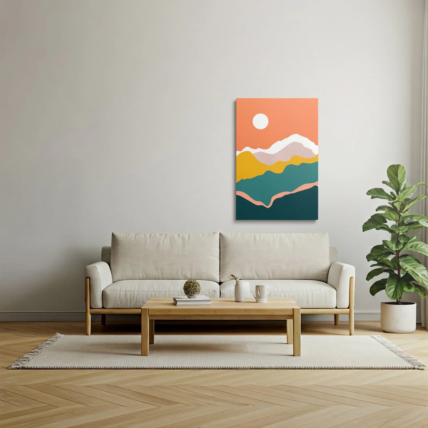 Tablou Abstract - Peisaj Delicat cu Soare