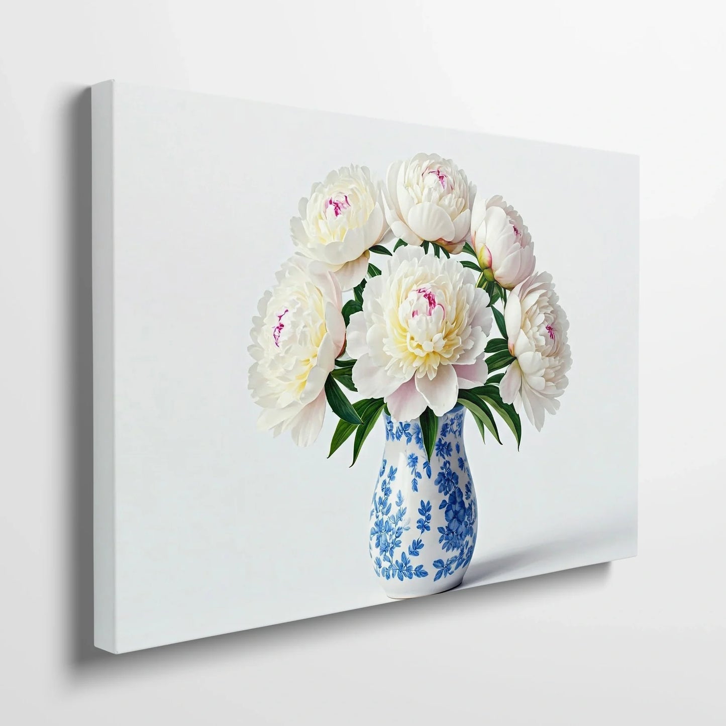 Tablou Flori - Bujori Albi cu Vase Elegante - vedere din lateral