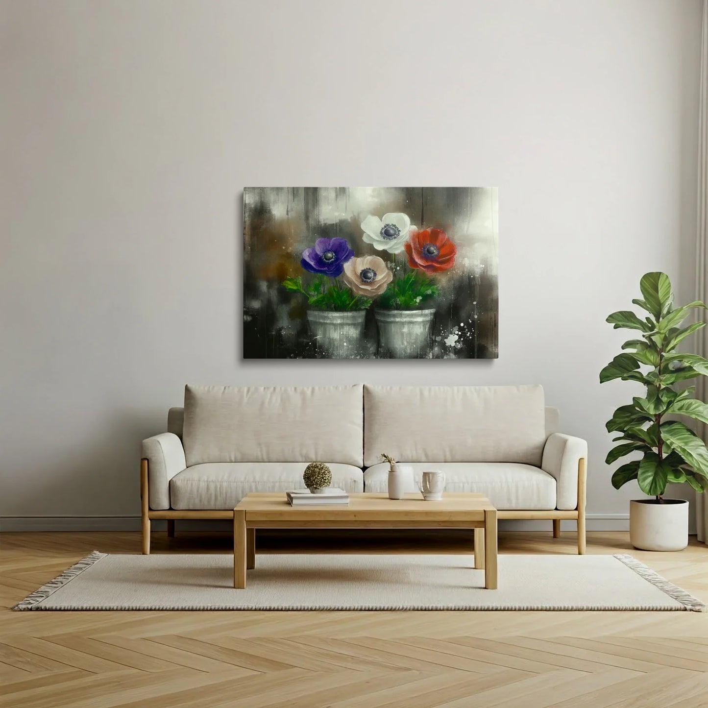 Tablou Flori - Buchet Colorat de Anemone - vedere living