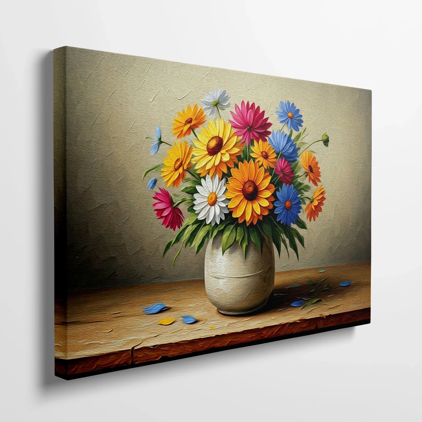 Tablou Flori - Buchet Colorat de Flori în Vas - vedere din lateral