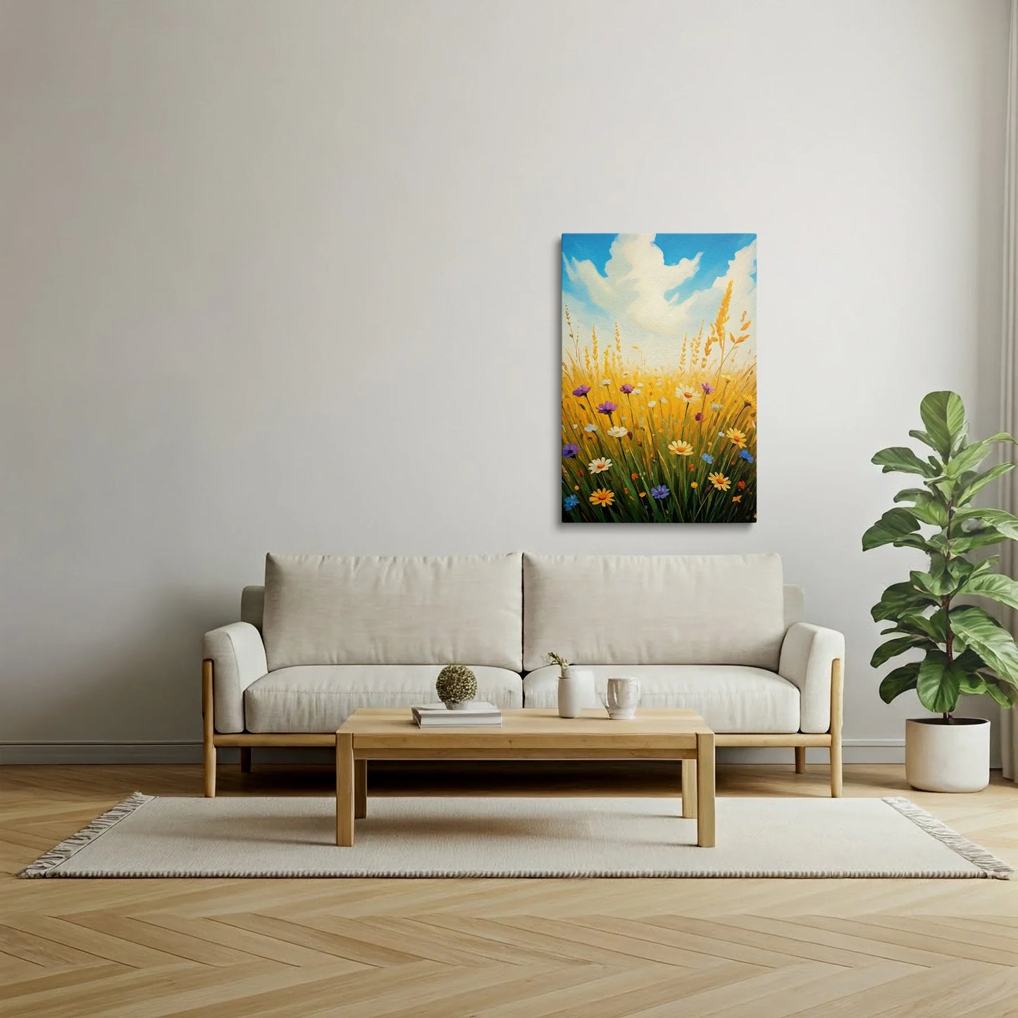 Tablou Flori - Peisaj Colorat cu Flori de Câmp