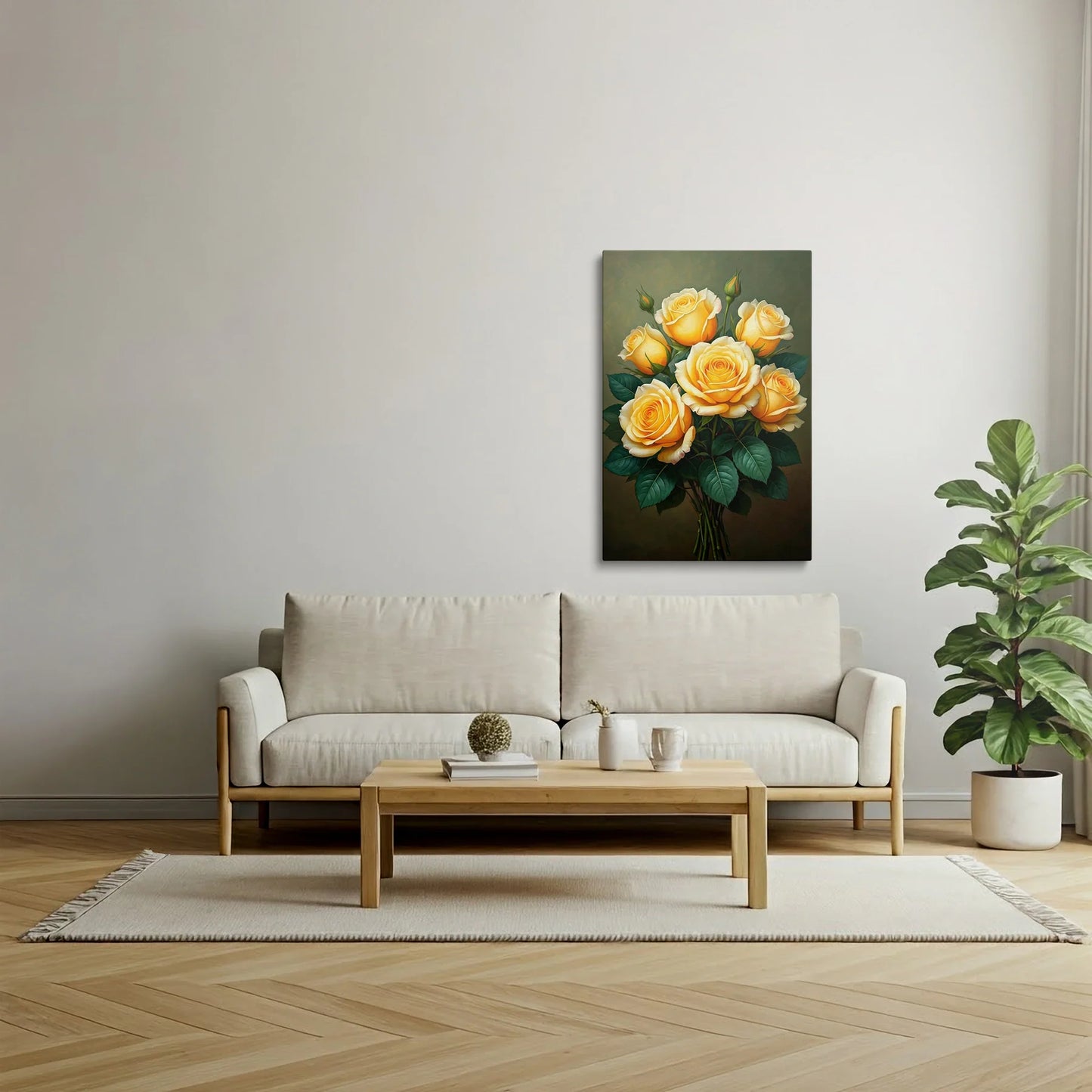 Tablou Flori - Trandafiri Galbeni Încântători - vedere living