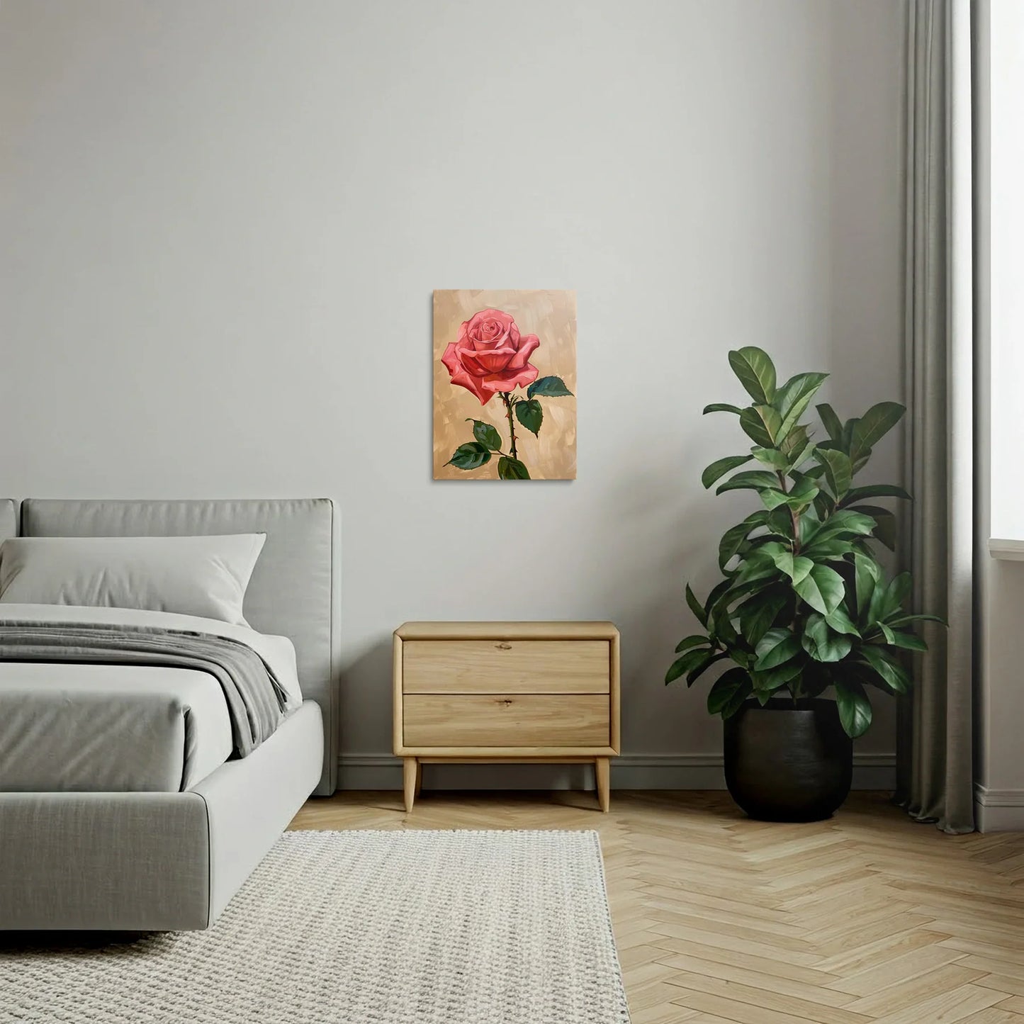 Tablou Flori - Trandafir Colorat Pe Fundal Neutru