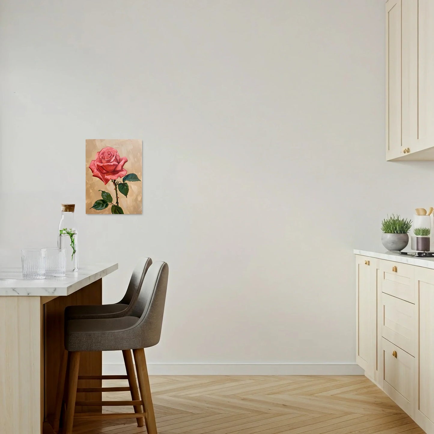 Tablou Flori - Trandafir Colorat Pe Fundal Neutru