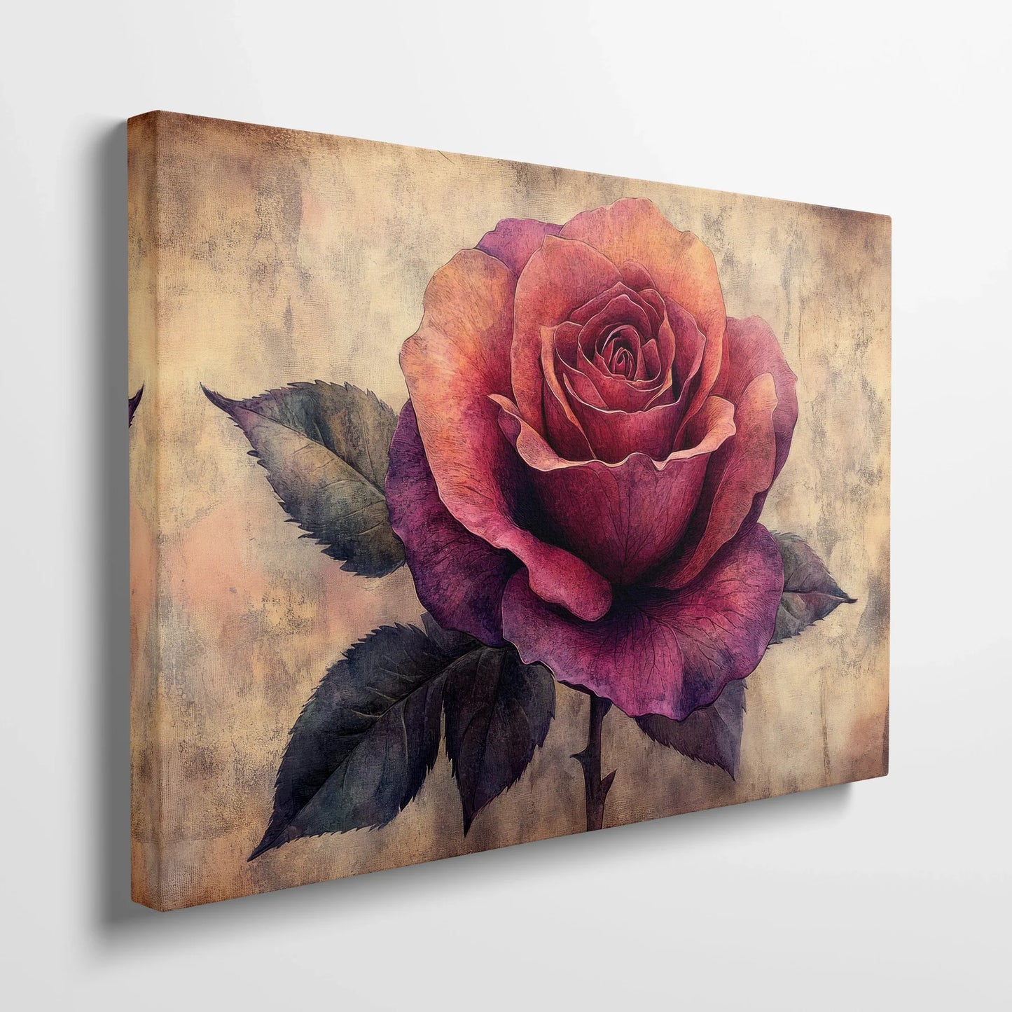 Tablou Flori - Trandafir Colorat Pe Fundal Texturat