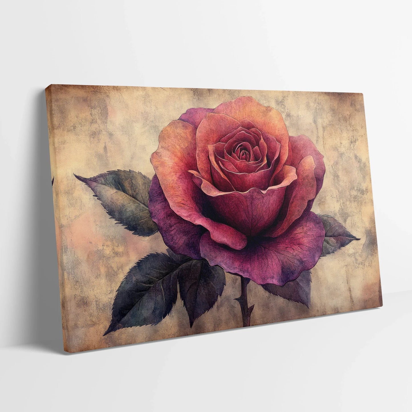 Tablou Flori - Trandafir Colorat Pe Fundal Texturat