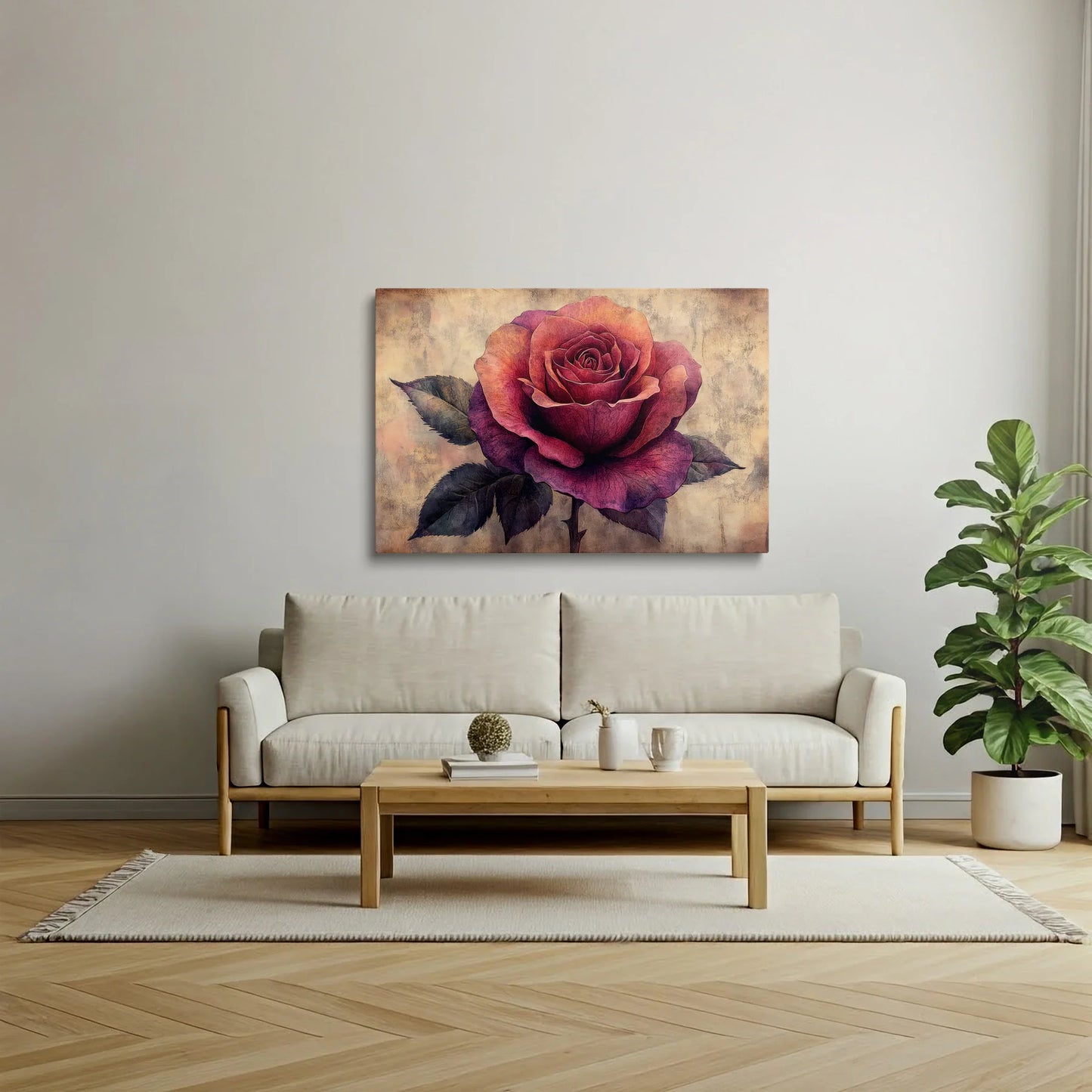 Tablou Flori - Trandafir Colorat Pe Fundal Texturat