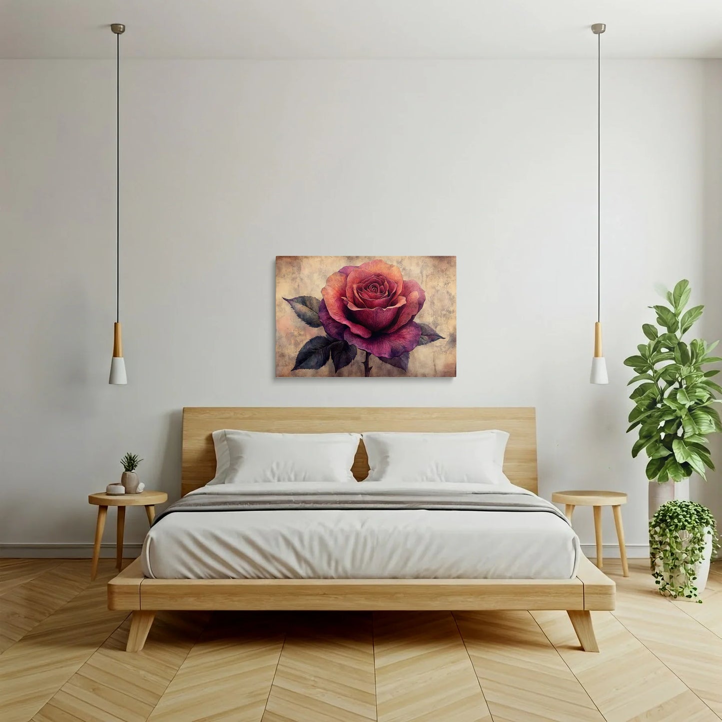 Tablou Flori - Trandafir Colorat Pe Fundal Texturat