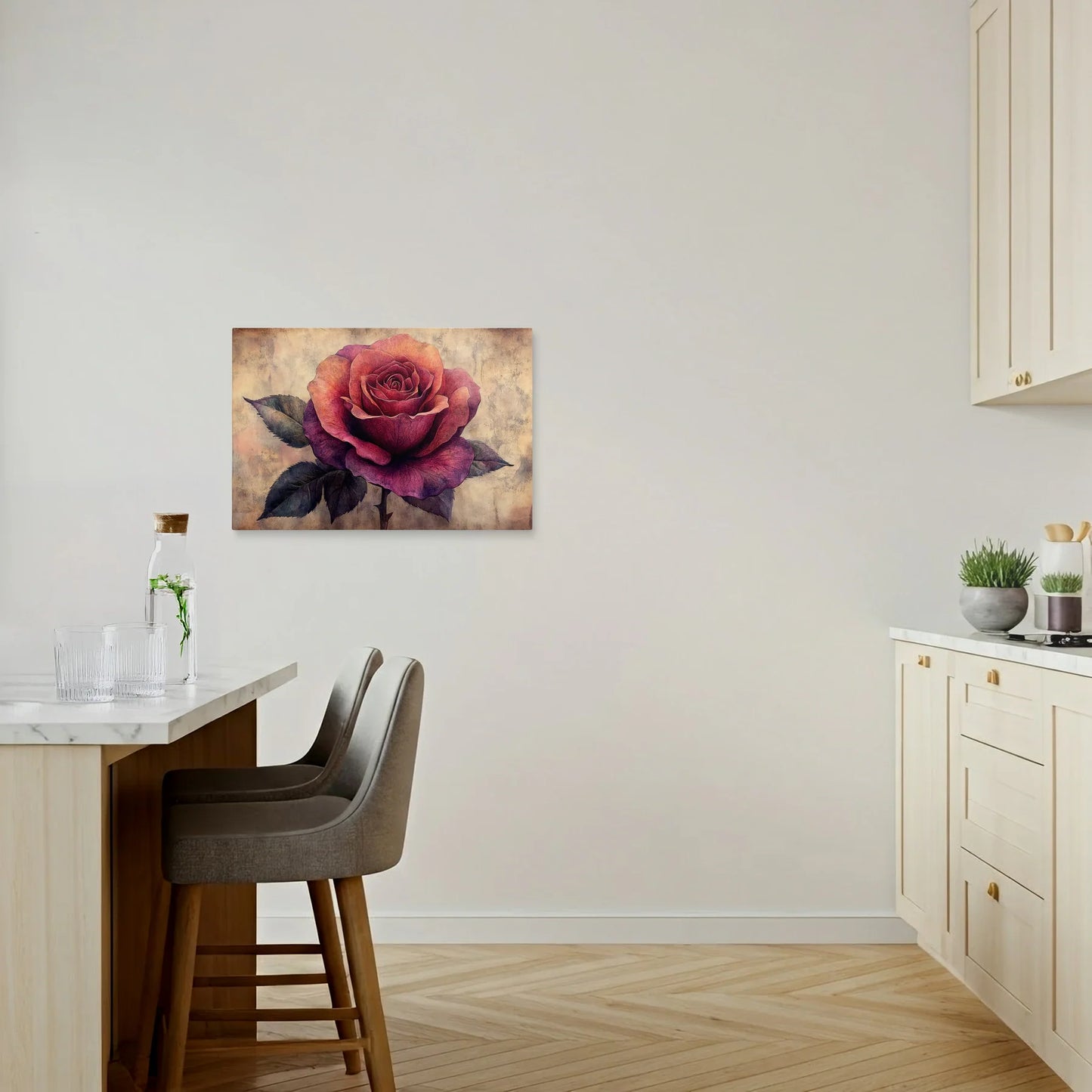 Tablou Flori - Trandafir Colorat Pe Fundal Texturat