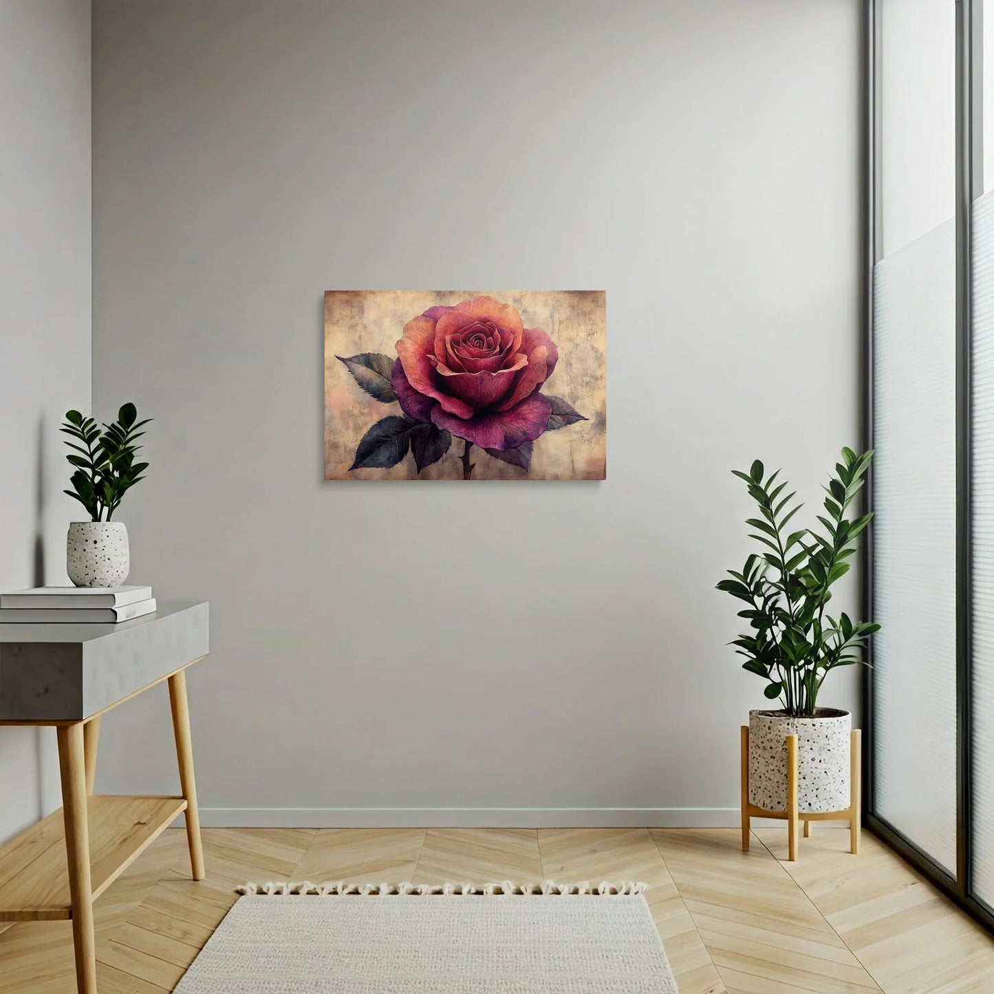 Tablou Flori - Trandafir Colorat Pe Fundal Texturat