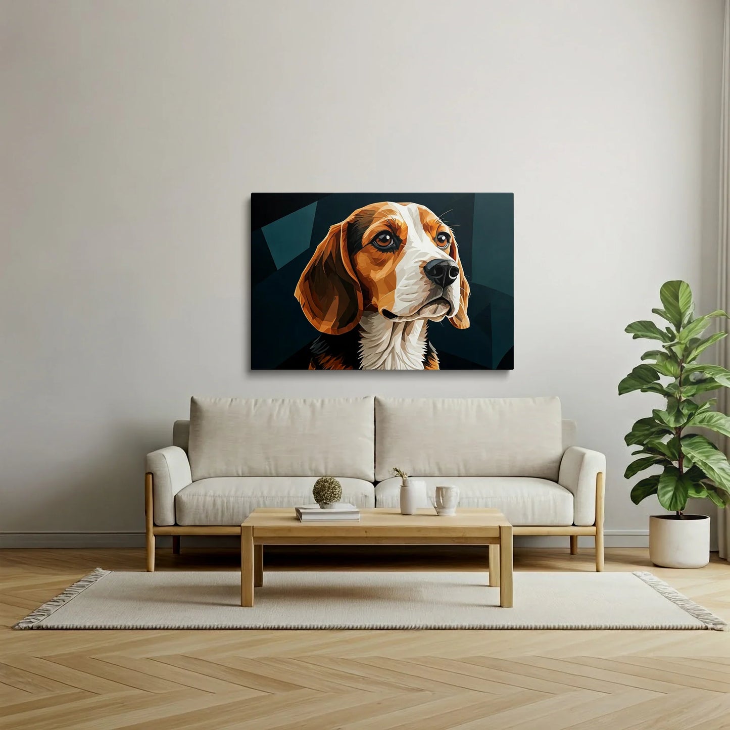 Tablou Modern - Portret Geometric Al Câinelui - vedere living