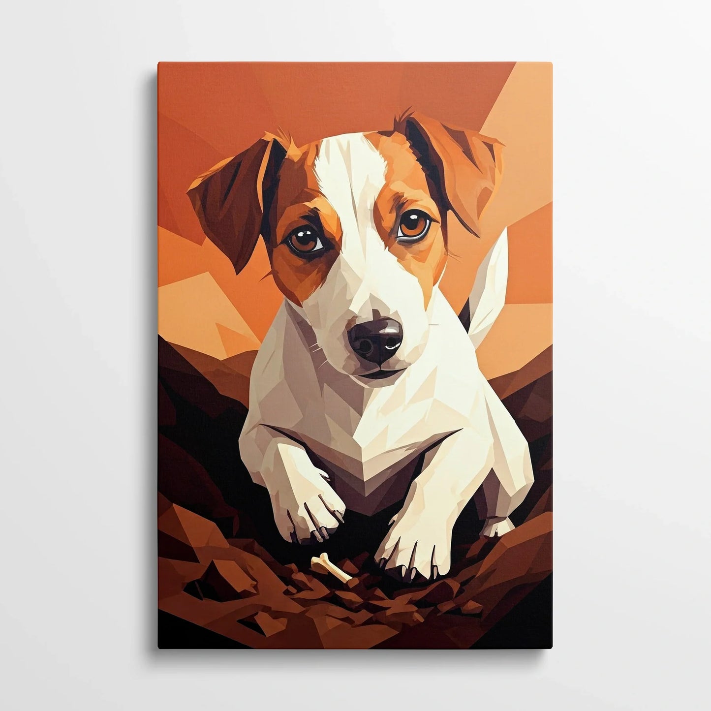 Tablou Modern - Portret Geometric Al Unui Câine Jucăuș - vedere din fata