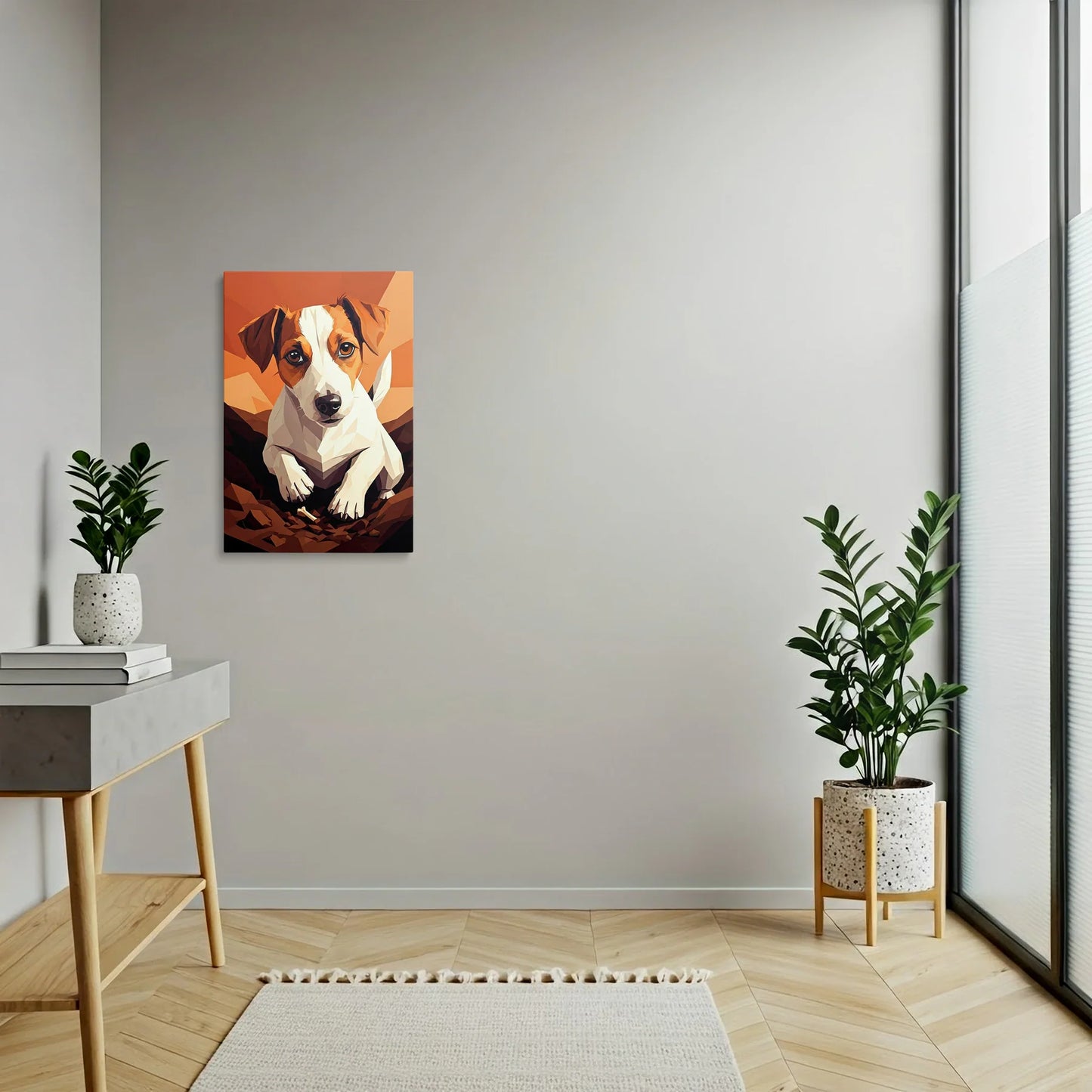 Tablou Modern - Portret Geometric Al Unui Câine Jucăuș - vedere hol