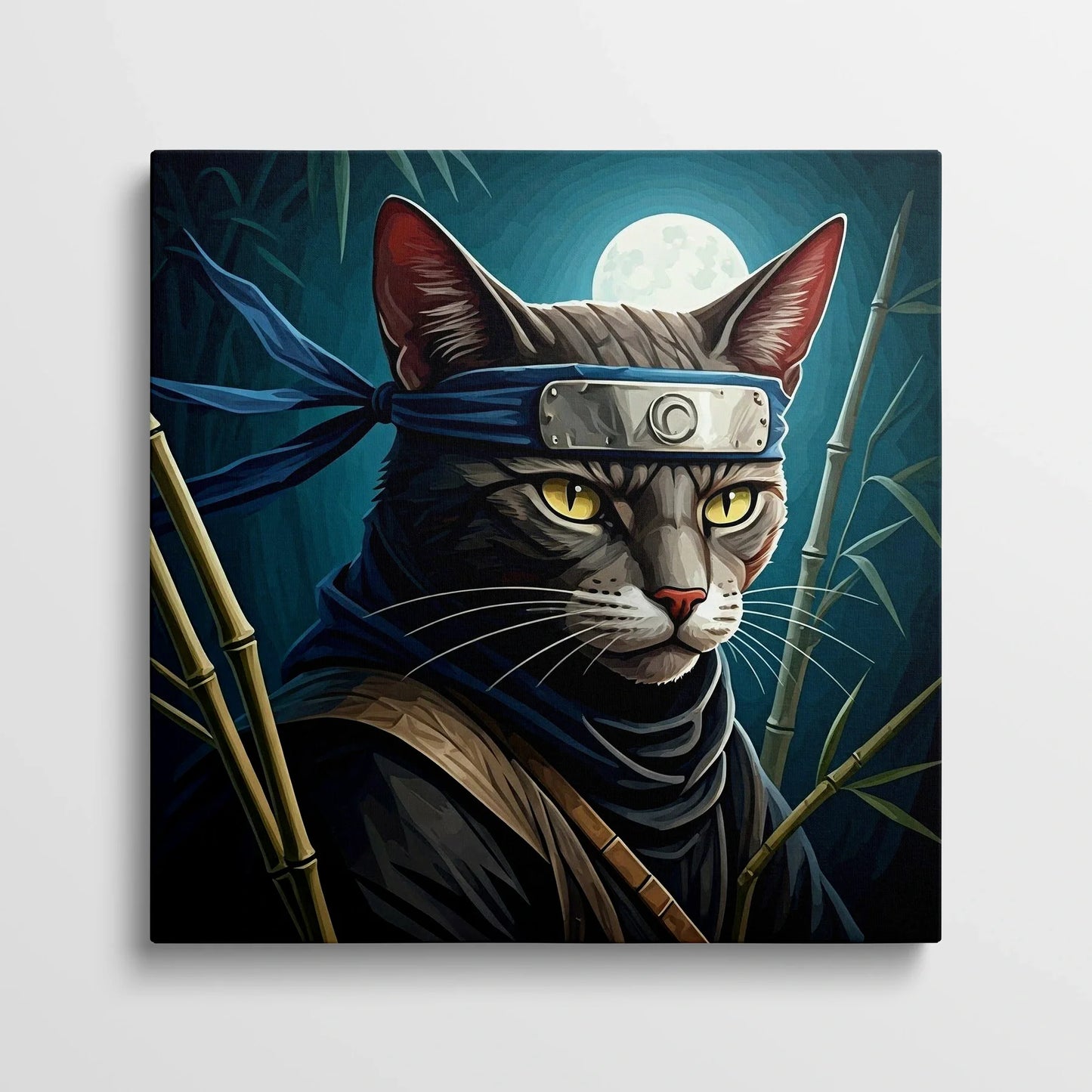 Tablou Modern - Portret Geometric de Pisică Ninja - vedere din fata