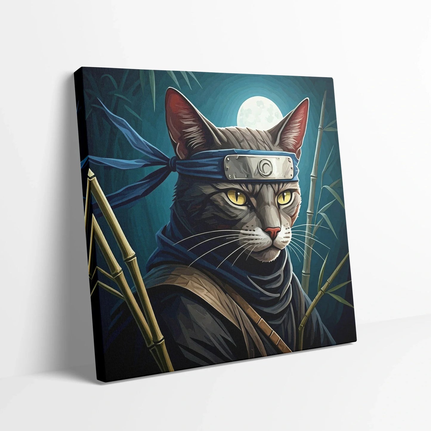 Tablou Modern - Portret Geometric de Pisică Ninja - vedere din lateral