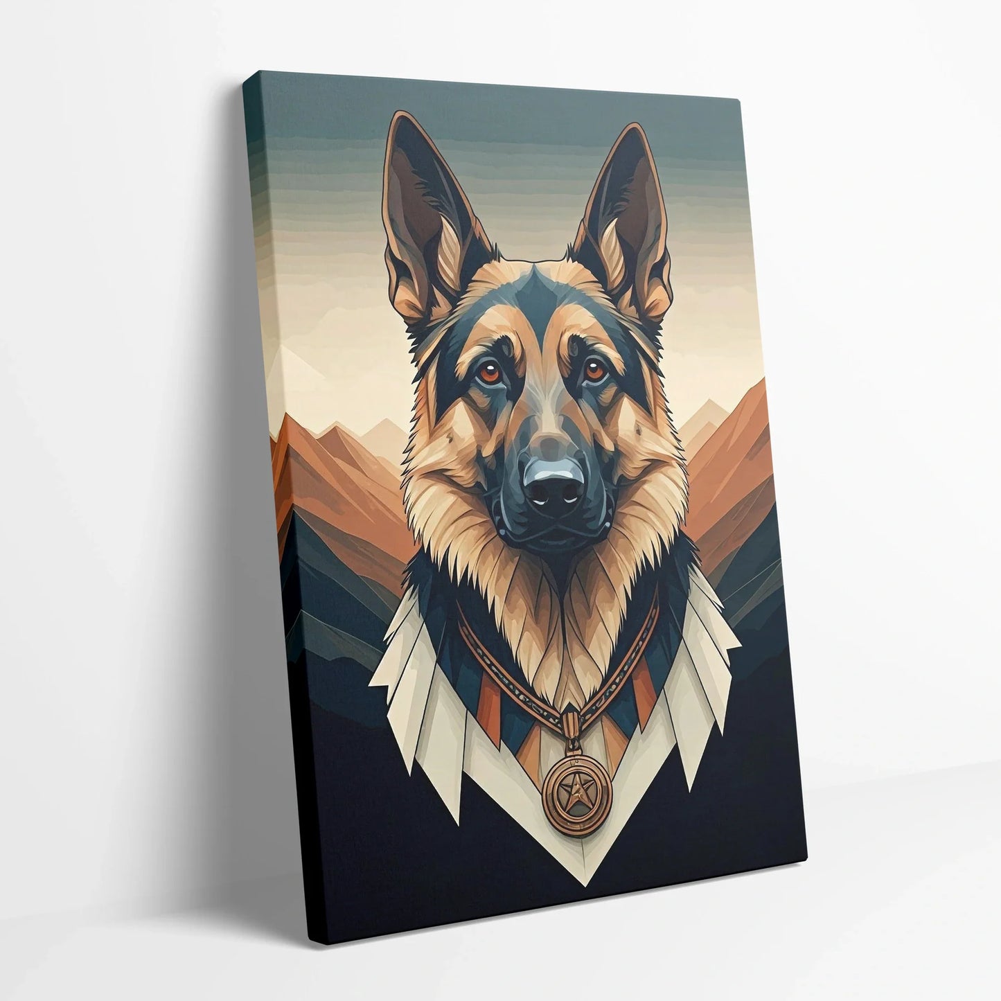Tablou Modern - Portret Geometric Al Câinelui 3 - vedere din lateral sprijinit perete