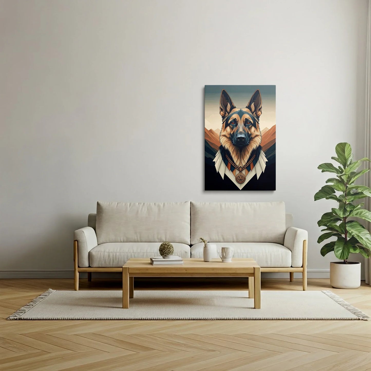 Tablou Modern - Portret Geometric Al Câinelui 3 - vedere living
