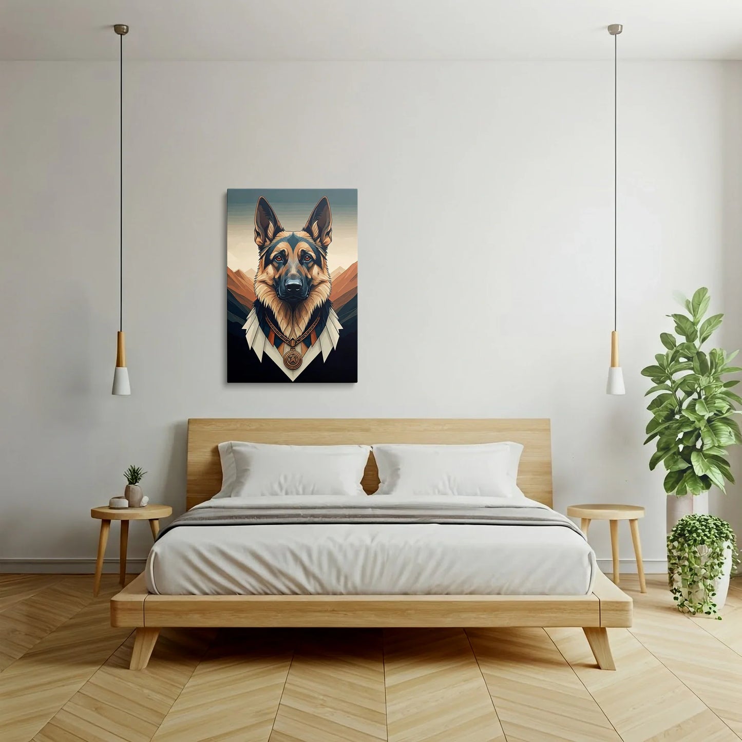 Tablou Modern - Portret Geometric Al Câinelui 3 - vedere dormitor
