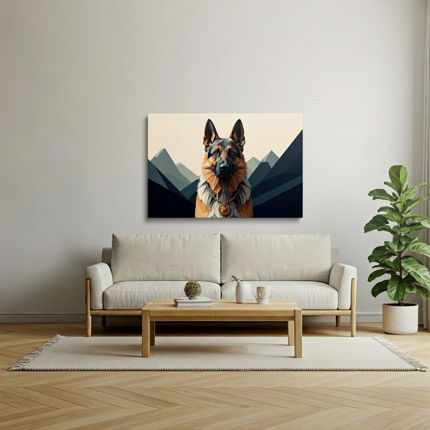 Tablou Modern - Portret Geometric de Câine 2 - vedere living