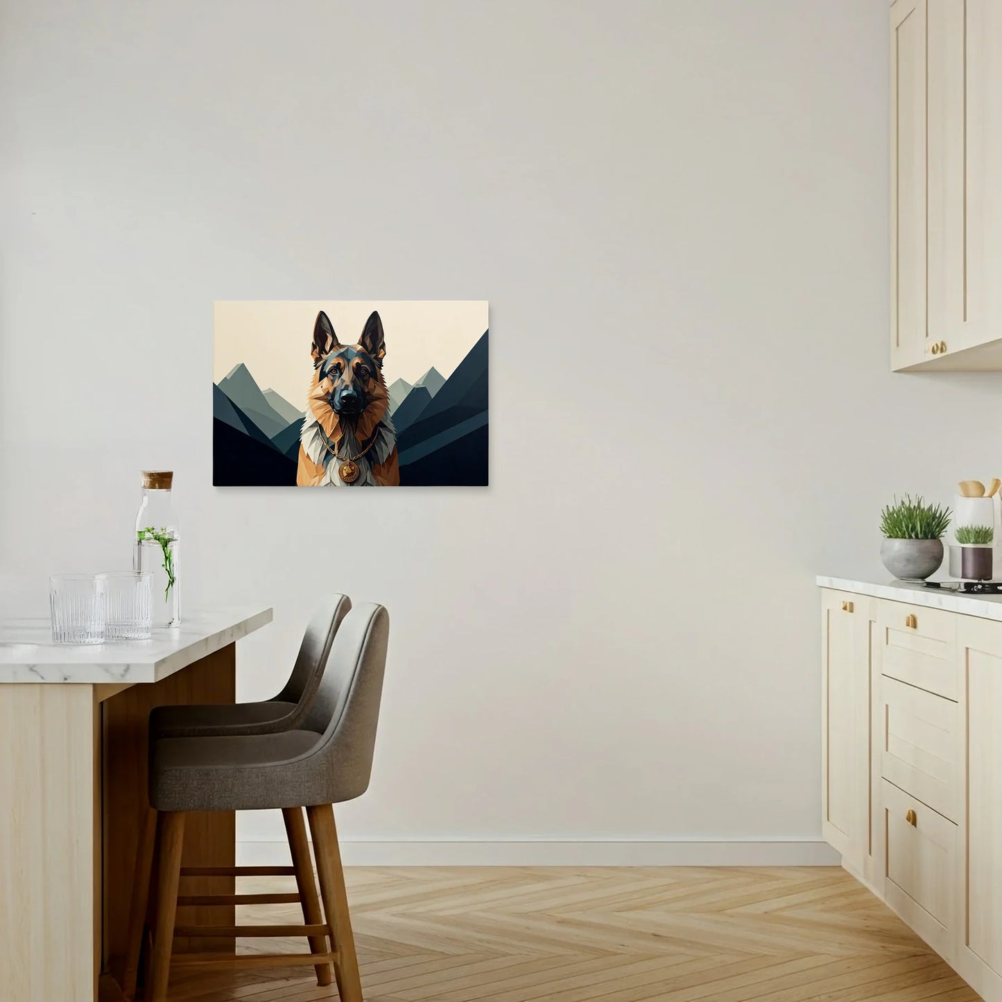 Tablou Modern - Portret Geometric de Câine 2 - vedere bucatarie