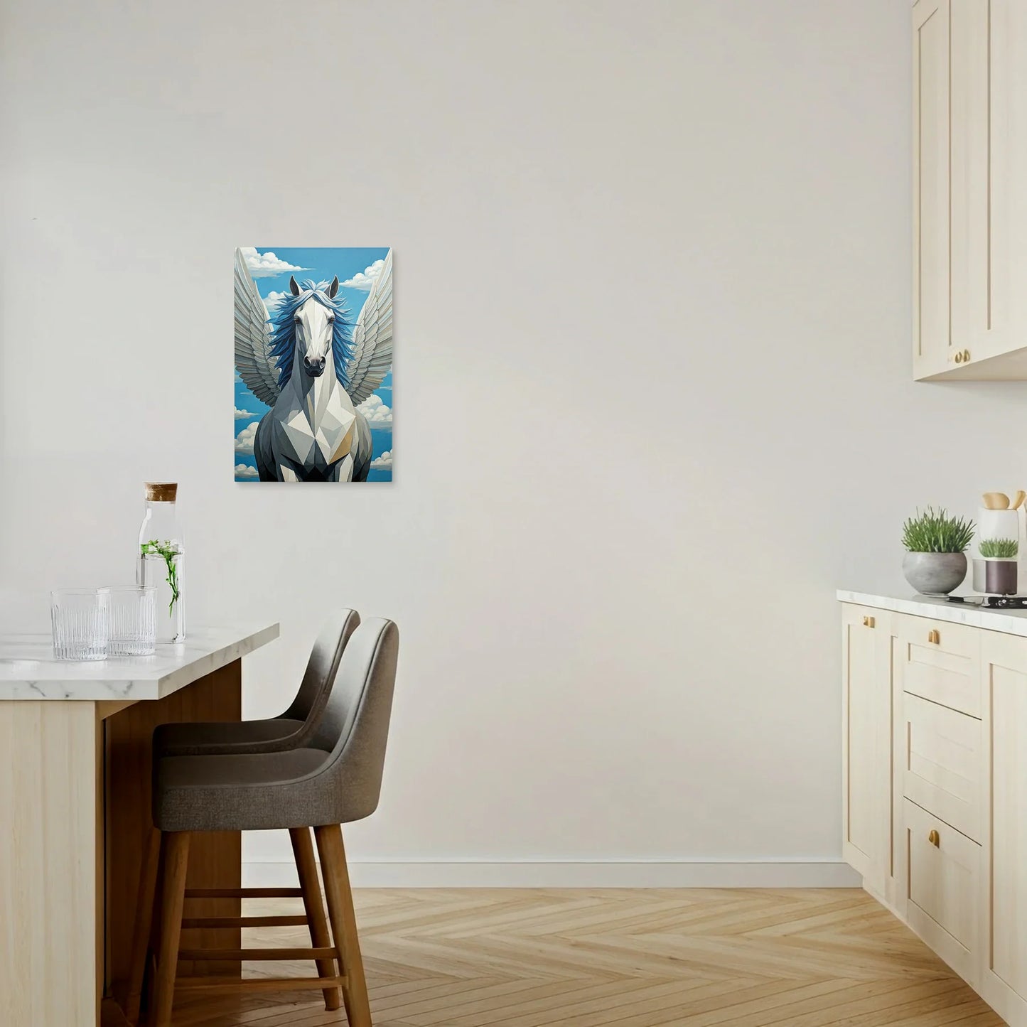 Tablou Modern - Portret Geometric de Cal cu Aripi - vedere bucatarie