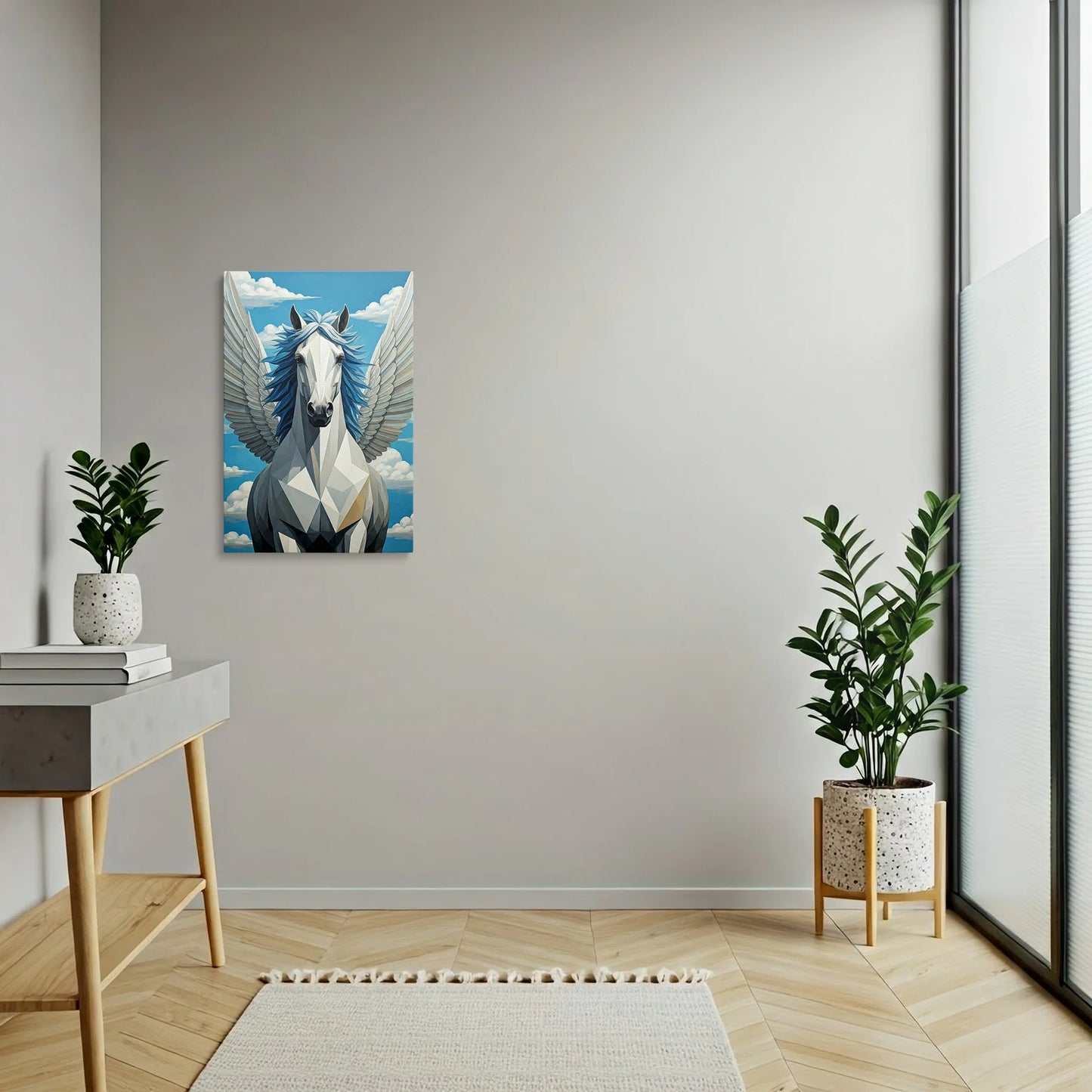 Tablou Modern - Portret Geometric de Cal cu Aripi - vedere hol