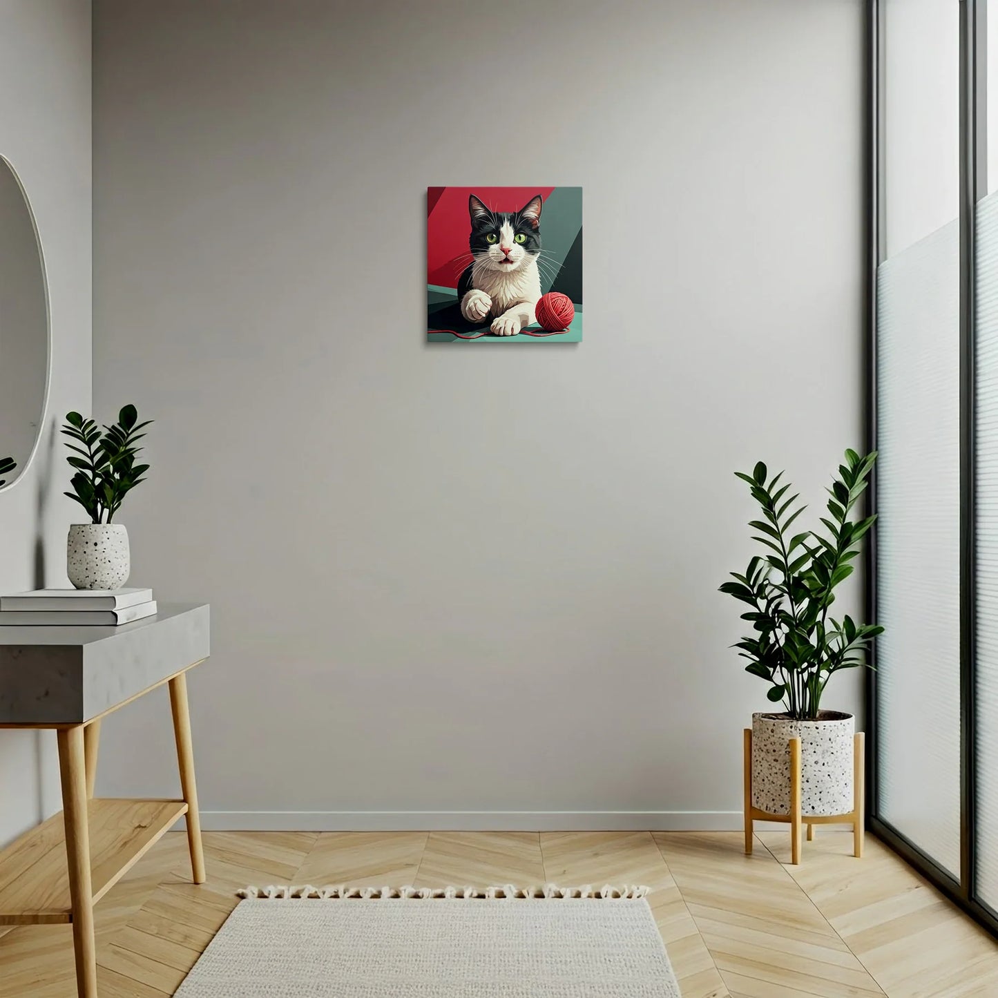 Tablou Modern - Pisică Jucăușă în Stil Geometric - vedere hol