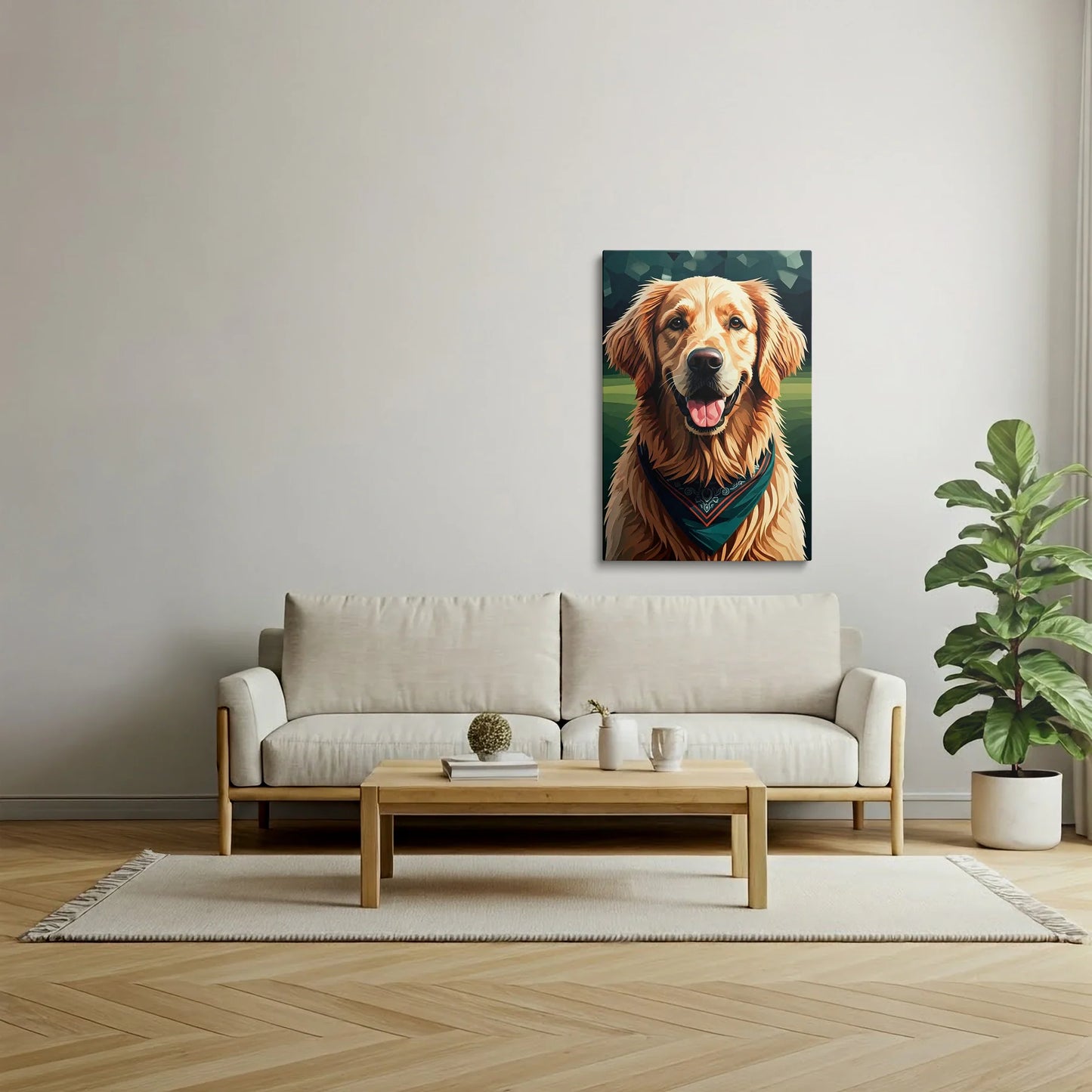 Tablou Modern - Portret Geometric de Câine 3 - vedere living