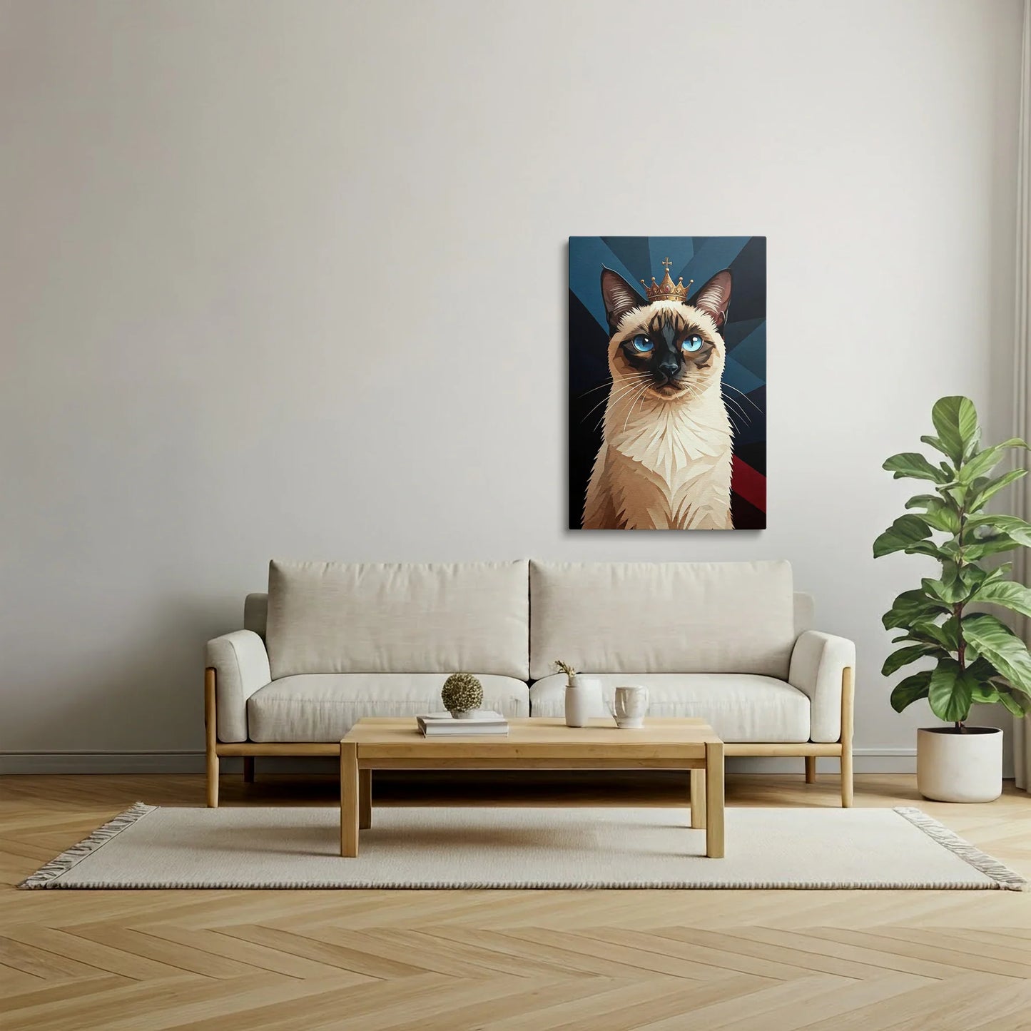 Tablou Modern - Pisica Regală Geometrică - vedere living