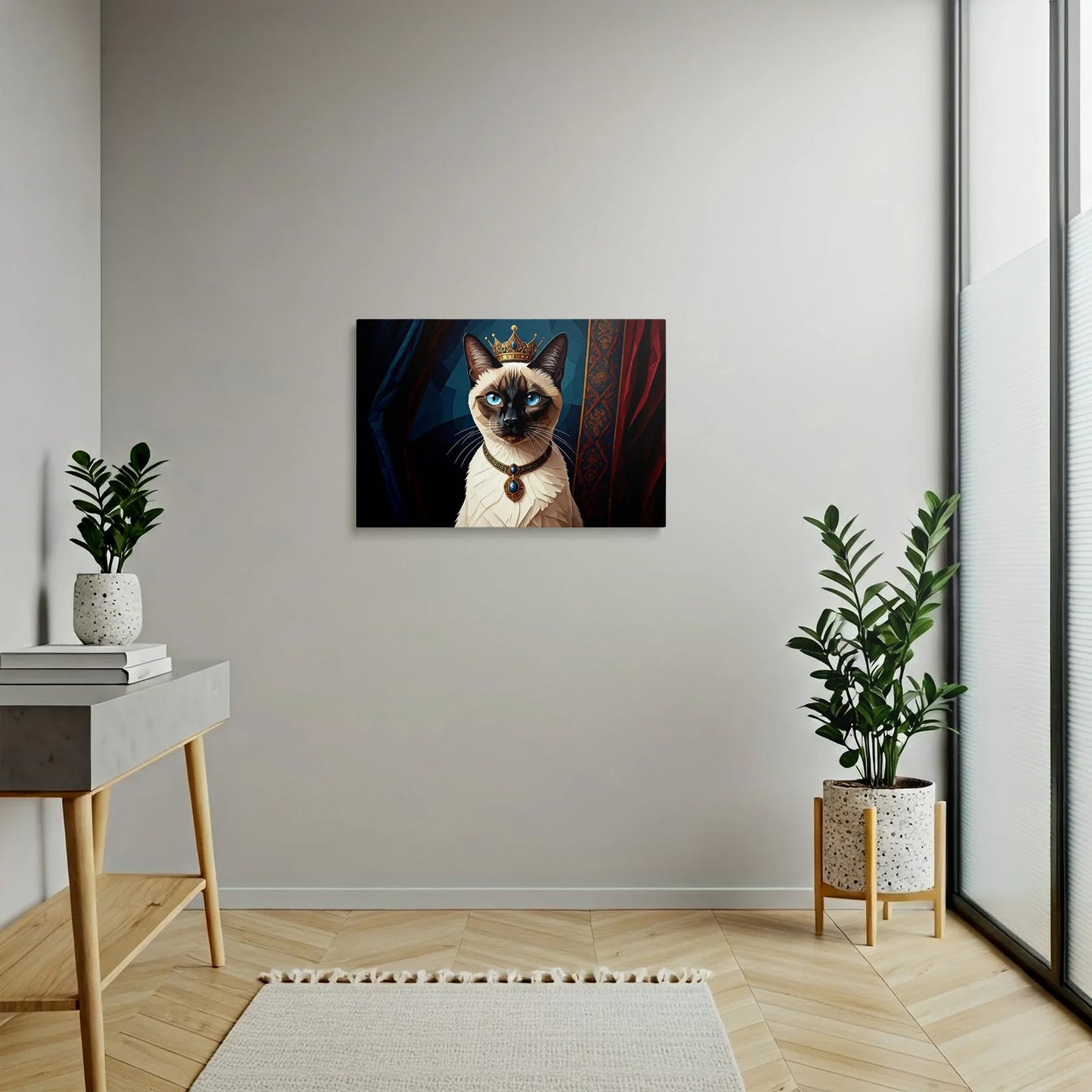 Tablou Modern - Portret Geometric Al Unei Pisici Majestuoase - vedere hol