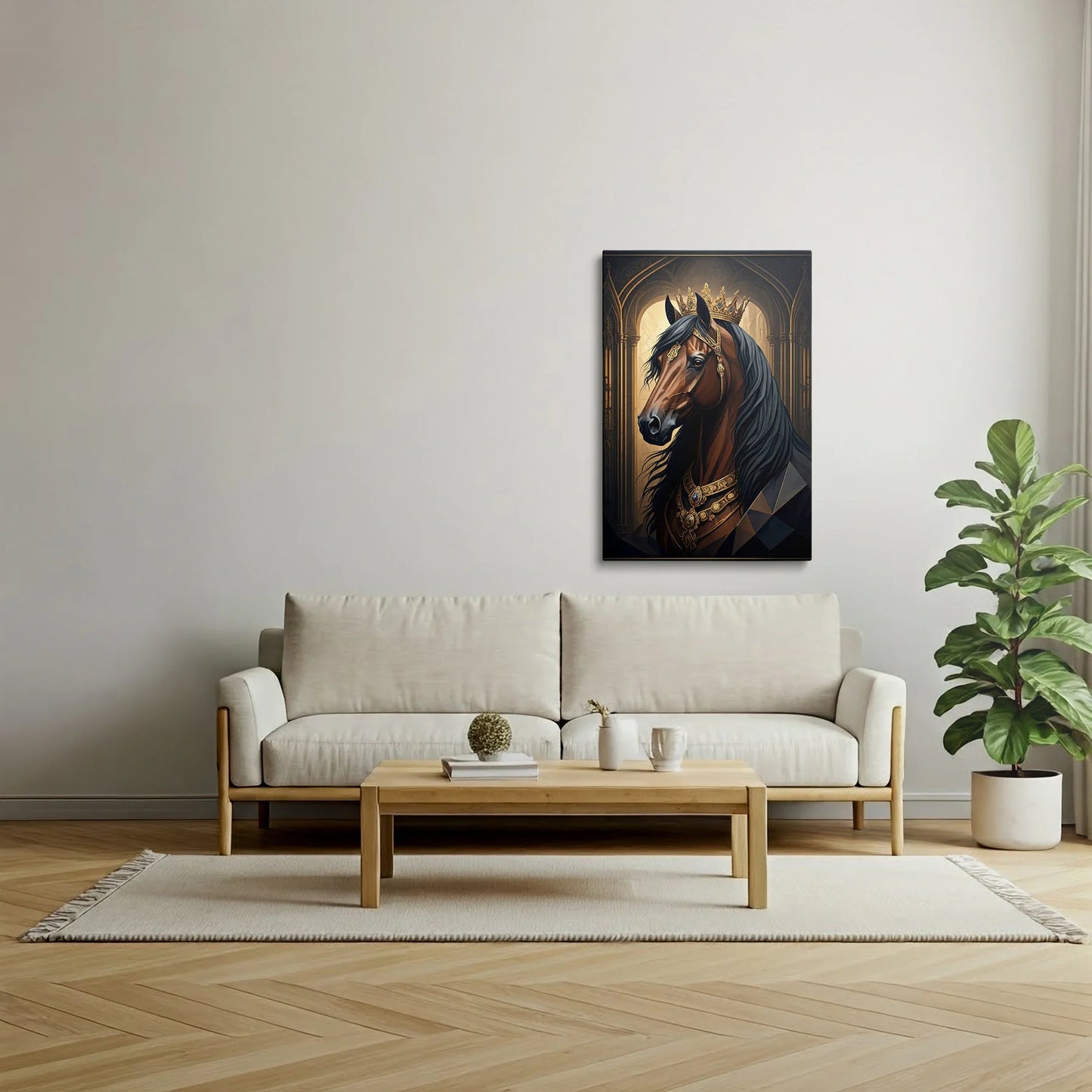 Tablou Modern - Portret Ecvestru Regal în Stil Cubist - vedere living