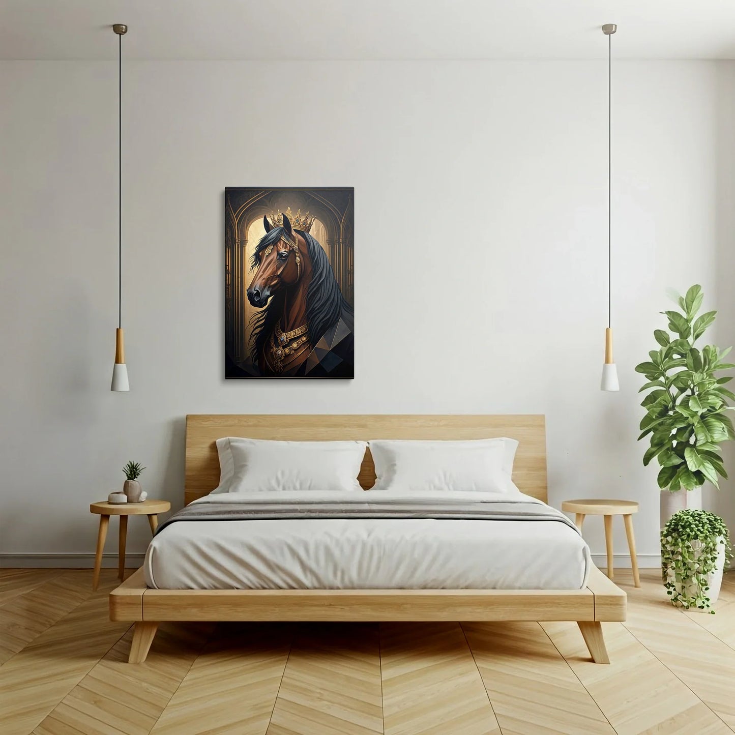 Tablou Modern - Portret Ecvestru Regal în Stil Cubist - vedere dormitor