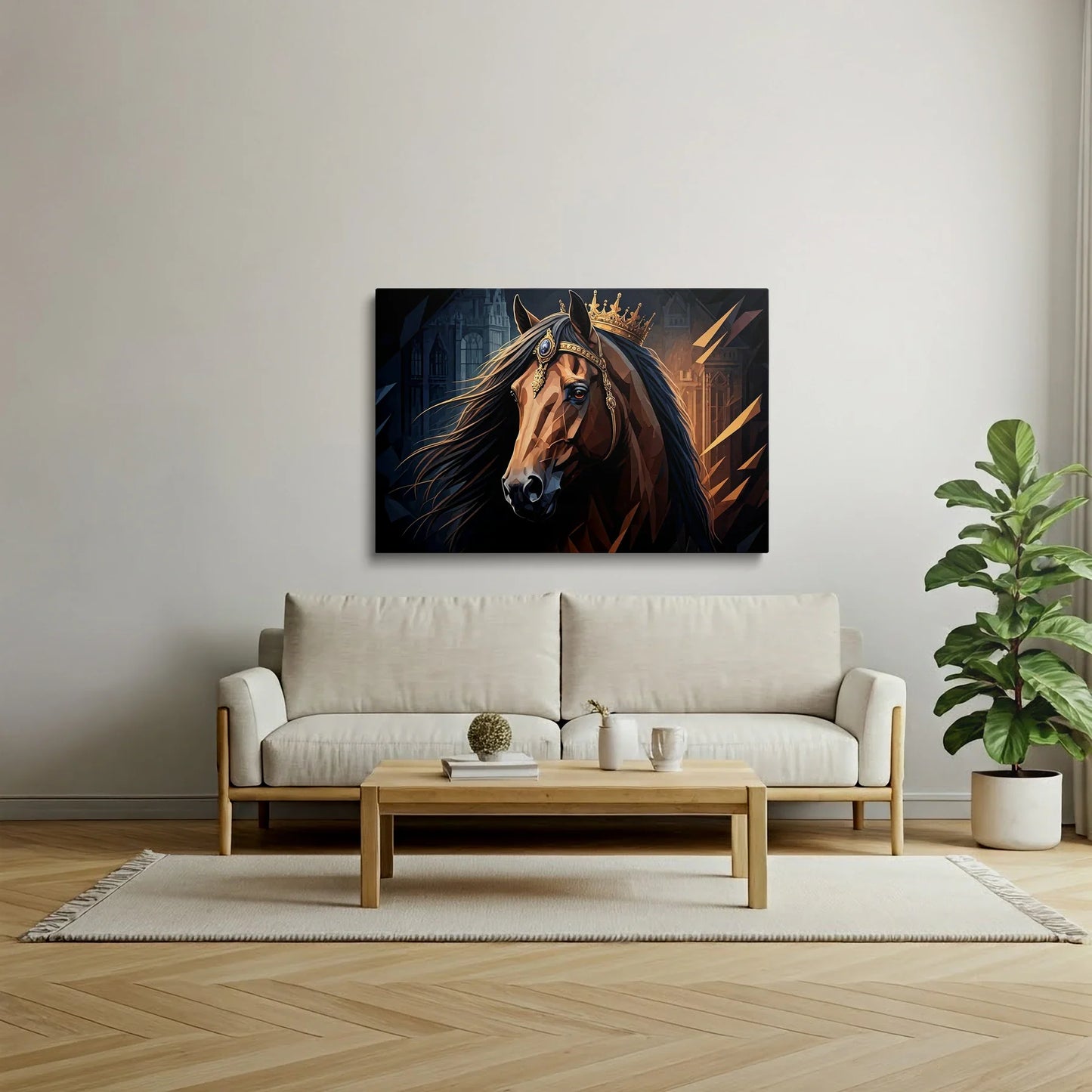 Tablou Modern - Portret Geometric Al Unui Cal Regal 2 - vedere living