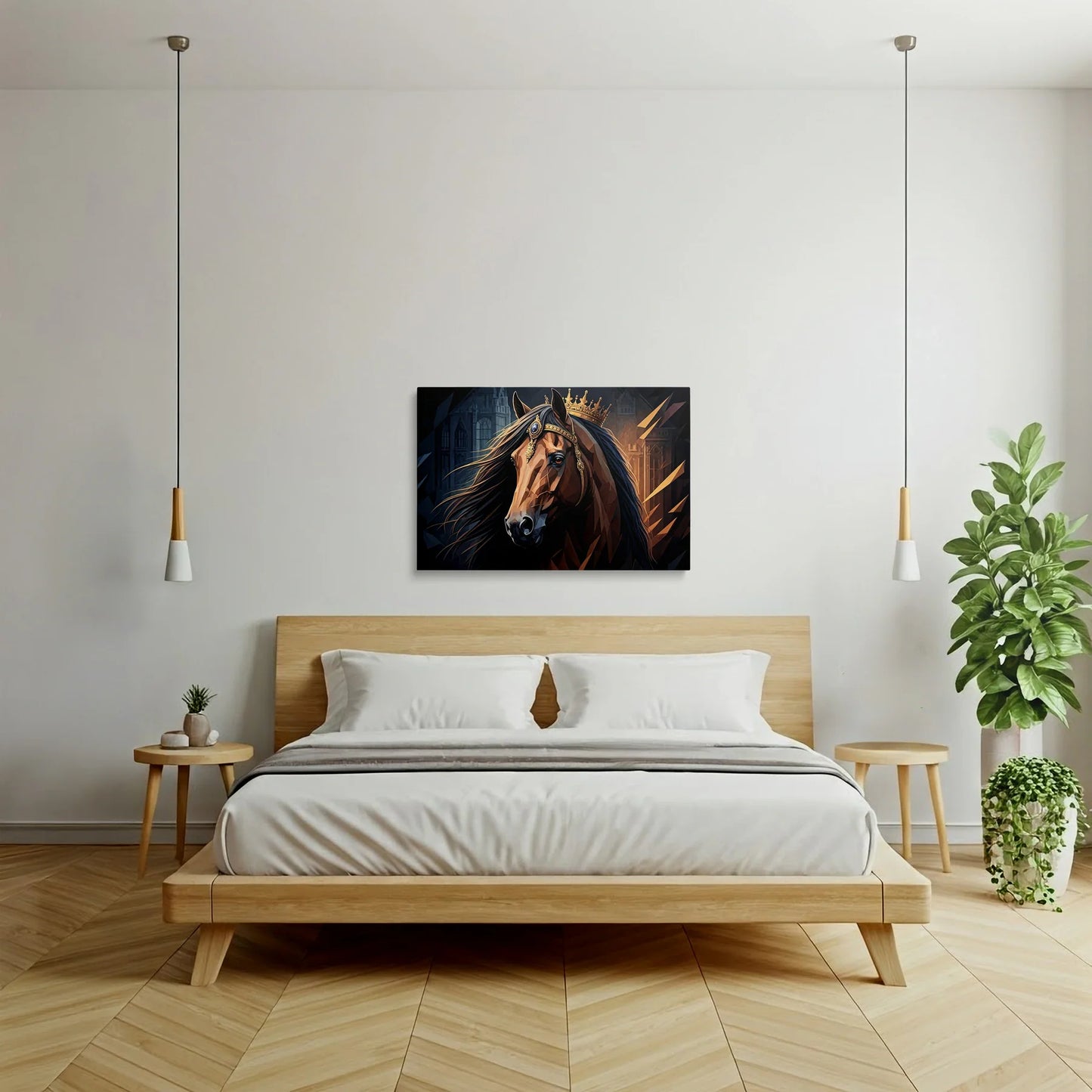 Tablou Modern - Portret Geometric Al Unui Cal Regal 2 - vedere dormitor