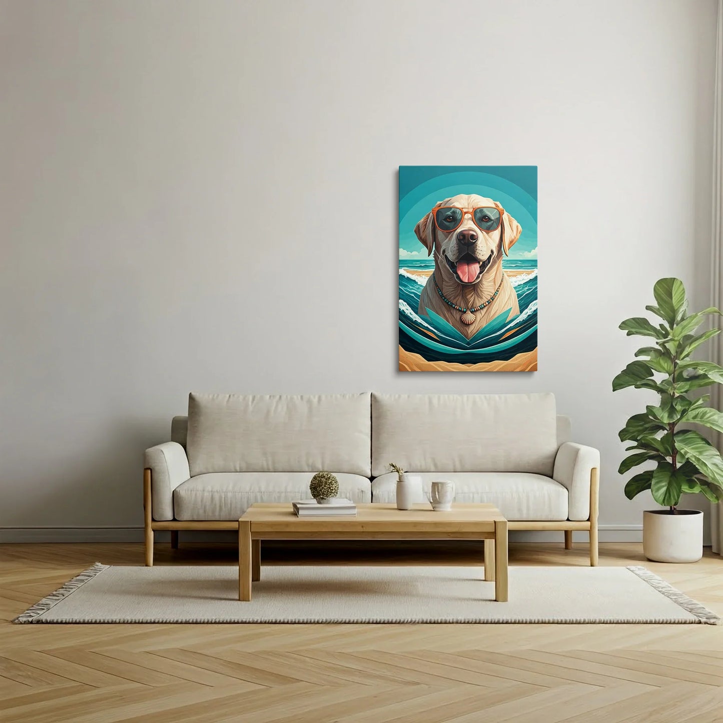 Tablou Modern - Portret Cubist Al Unui Câine Pe Valuri - vedere living