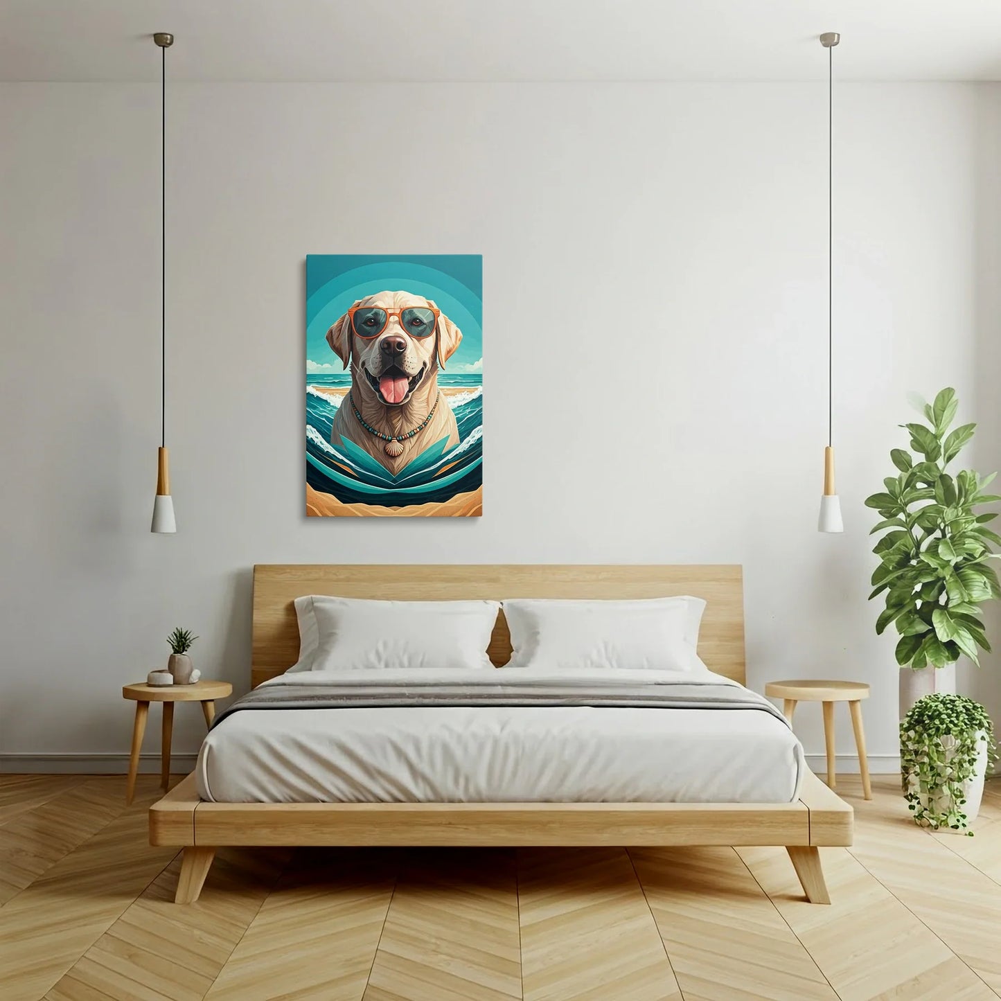 Tablou Modern - Portret Cubist Al Unui Câine Pe Valuri - vedere dormitor
