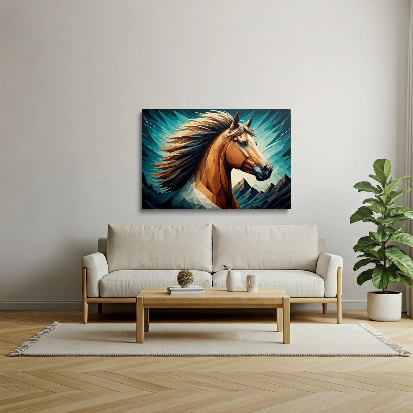 Tablou Modern - Portret Geometric de Cal 4 - vedere living