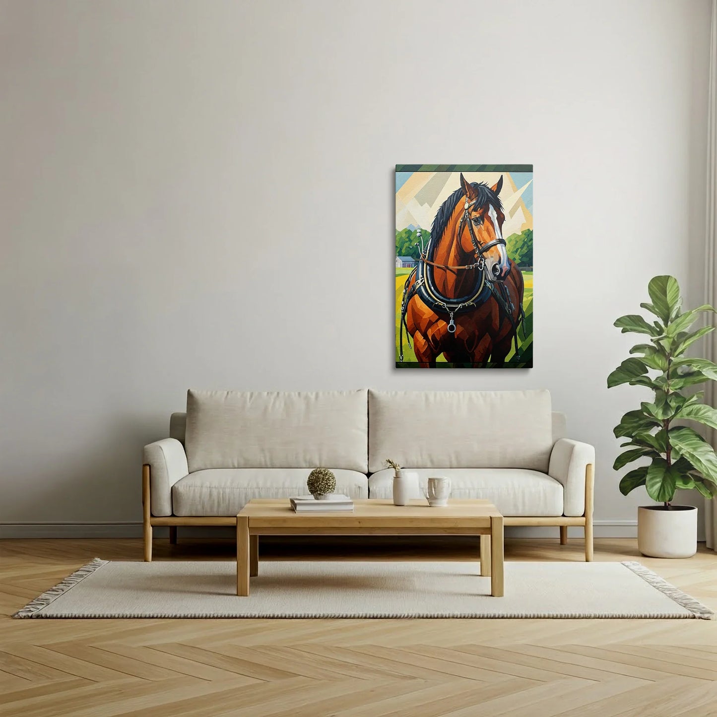 Tablou Modern - Portret Geometric de Cal 5 - vedere living