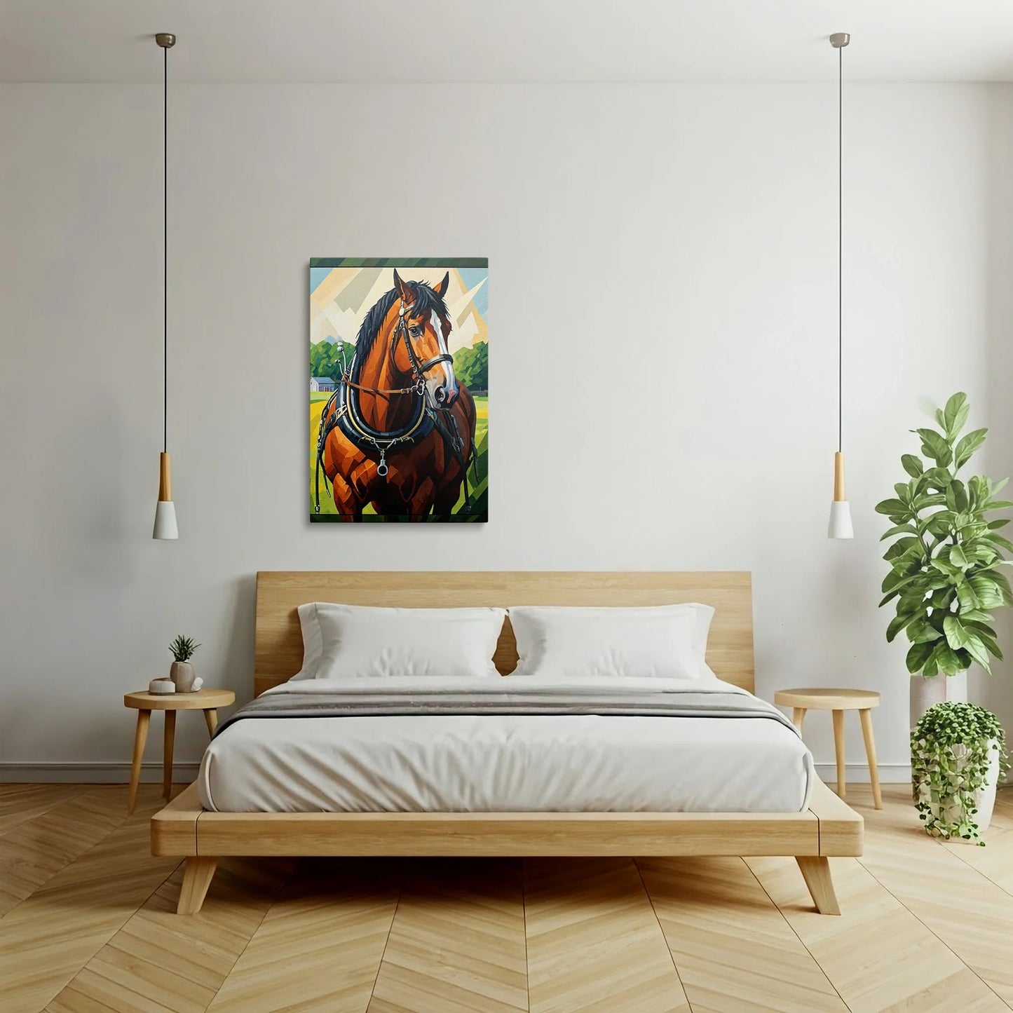 Tablou Modern - Portret Geometric de Cal 5 - vedere dormitor