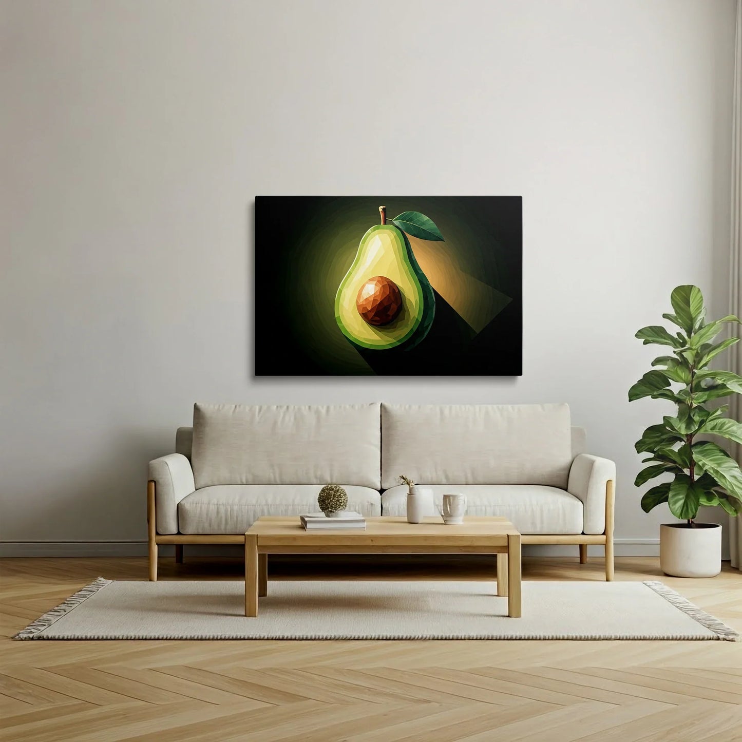 Tablou Modern - Avocado Cubist Colorat - vedere living