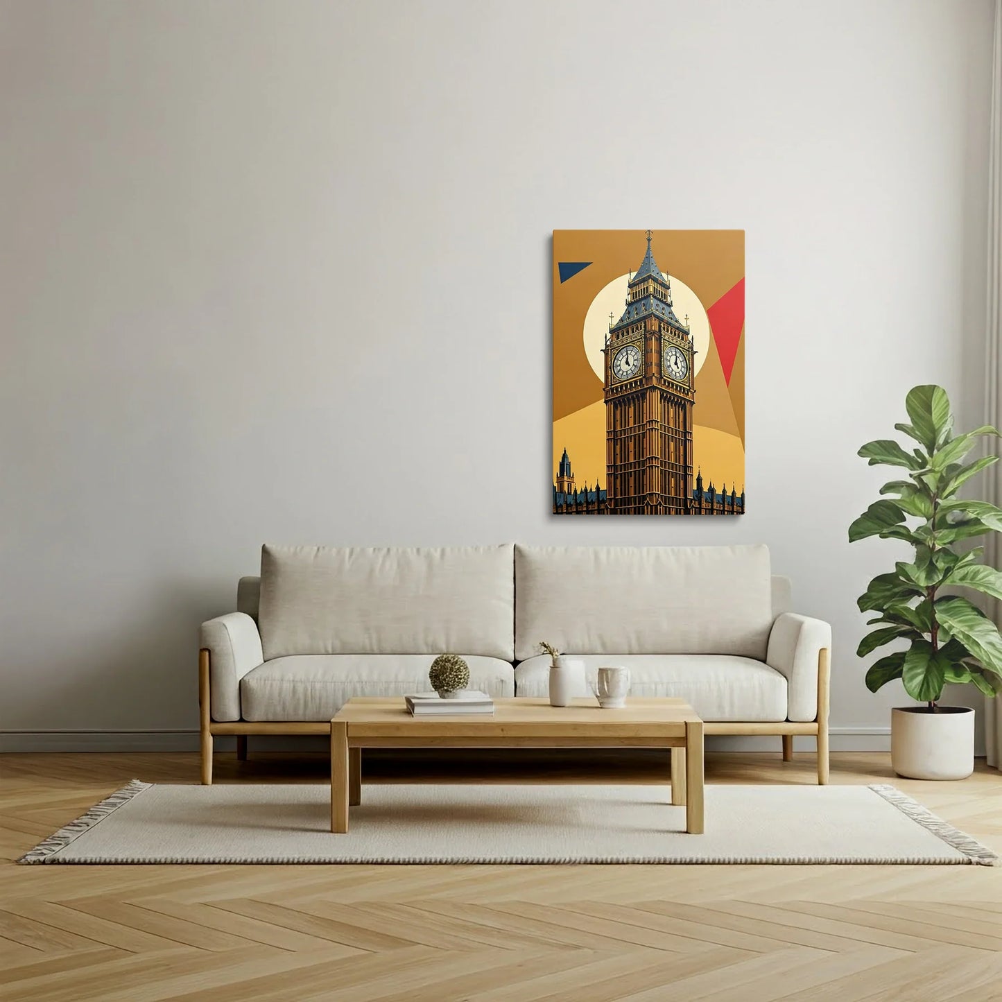 Tablou Modern - Big Ben Cubist în Culori Intense
